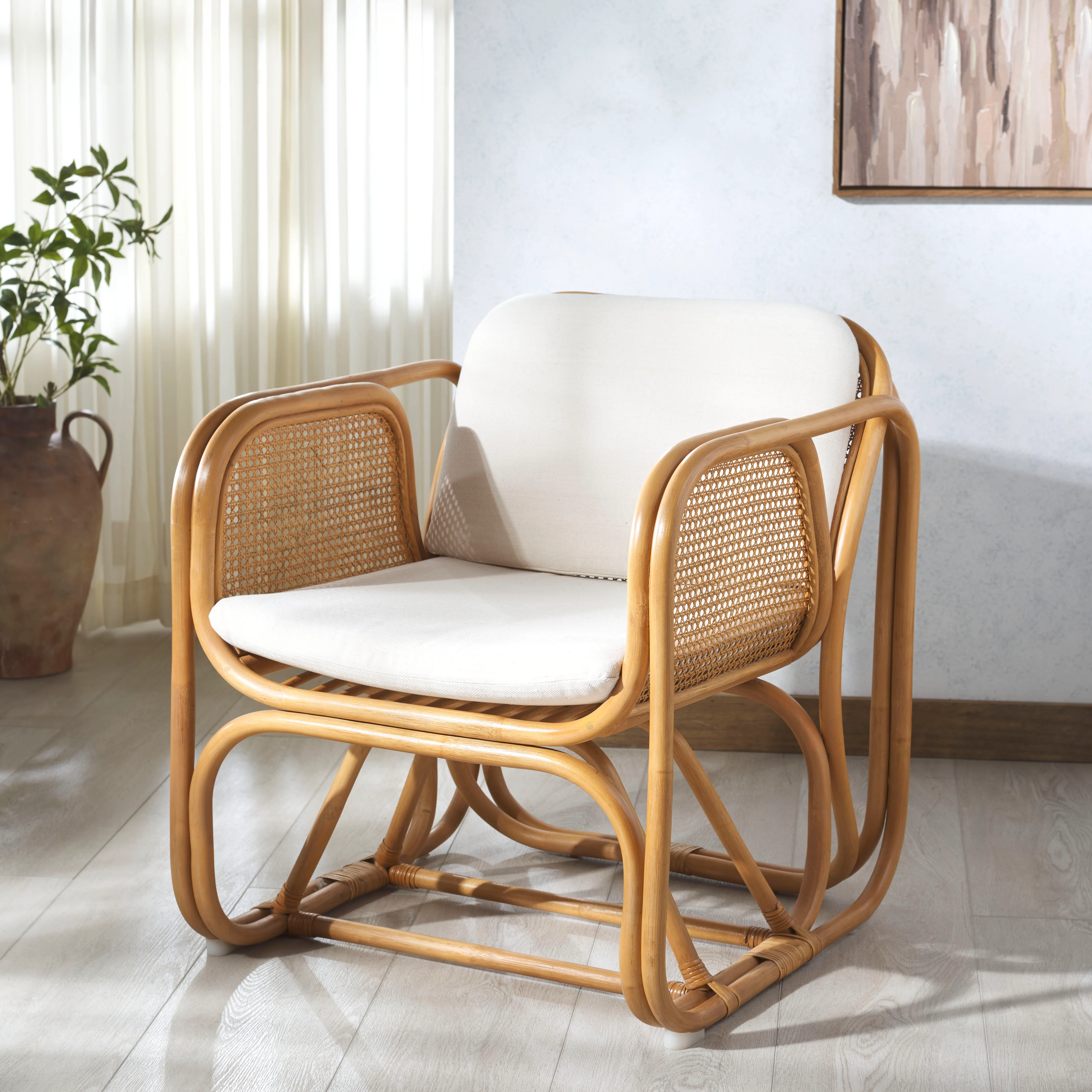 Brauner Rattan Pole Accent Chair - Image 2