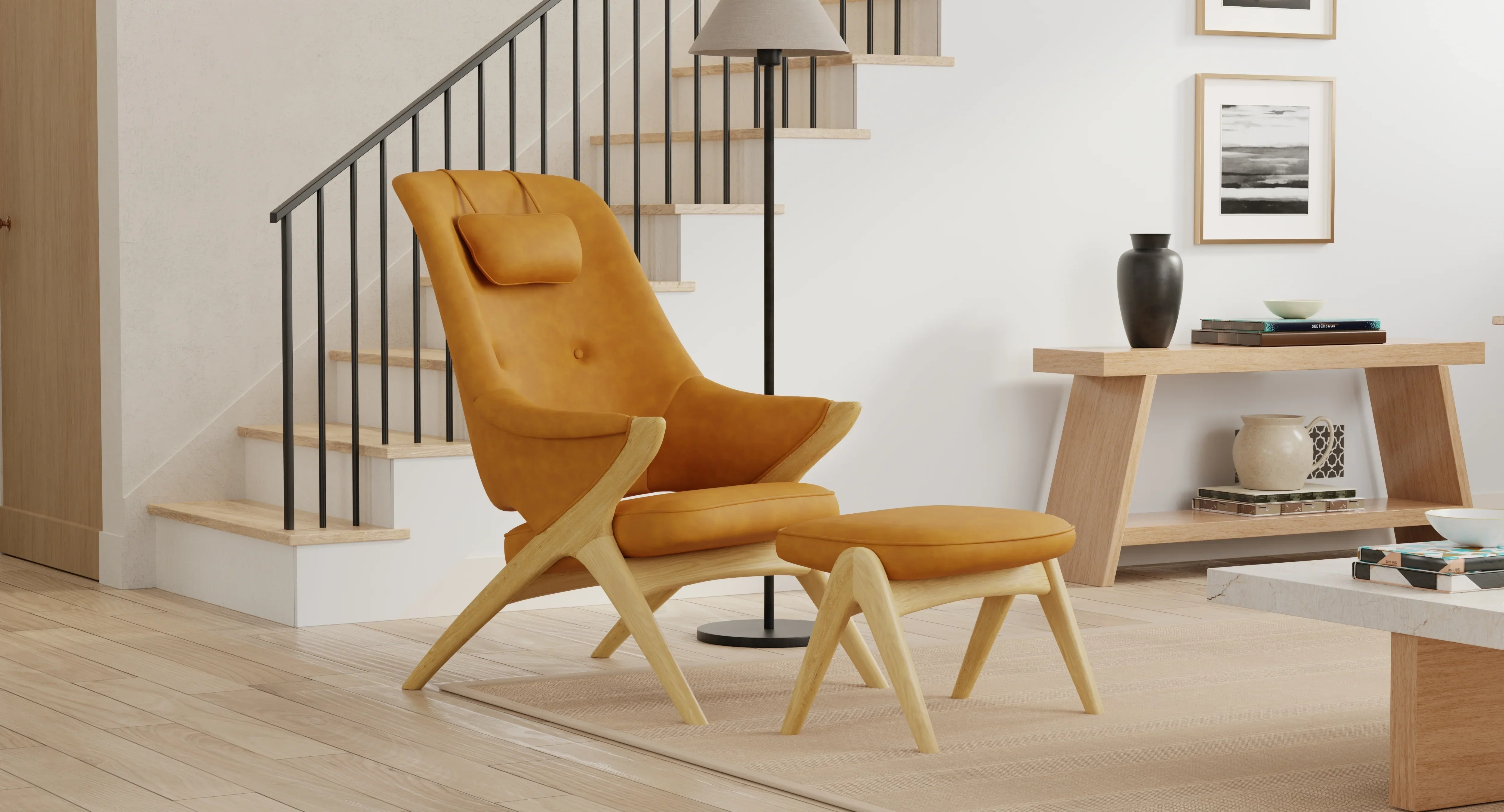 Bravo Chair with Headrest Pillow and Ottoman - Image 2