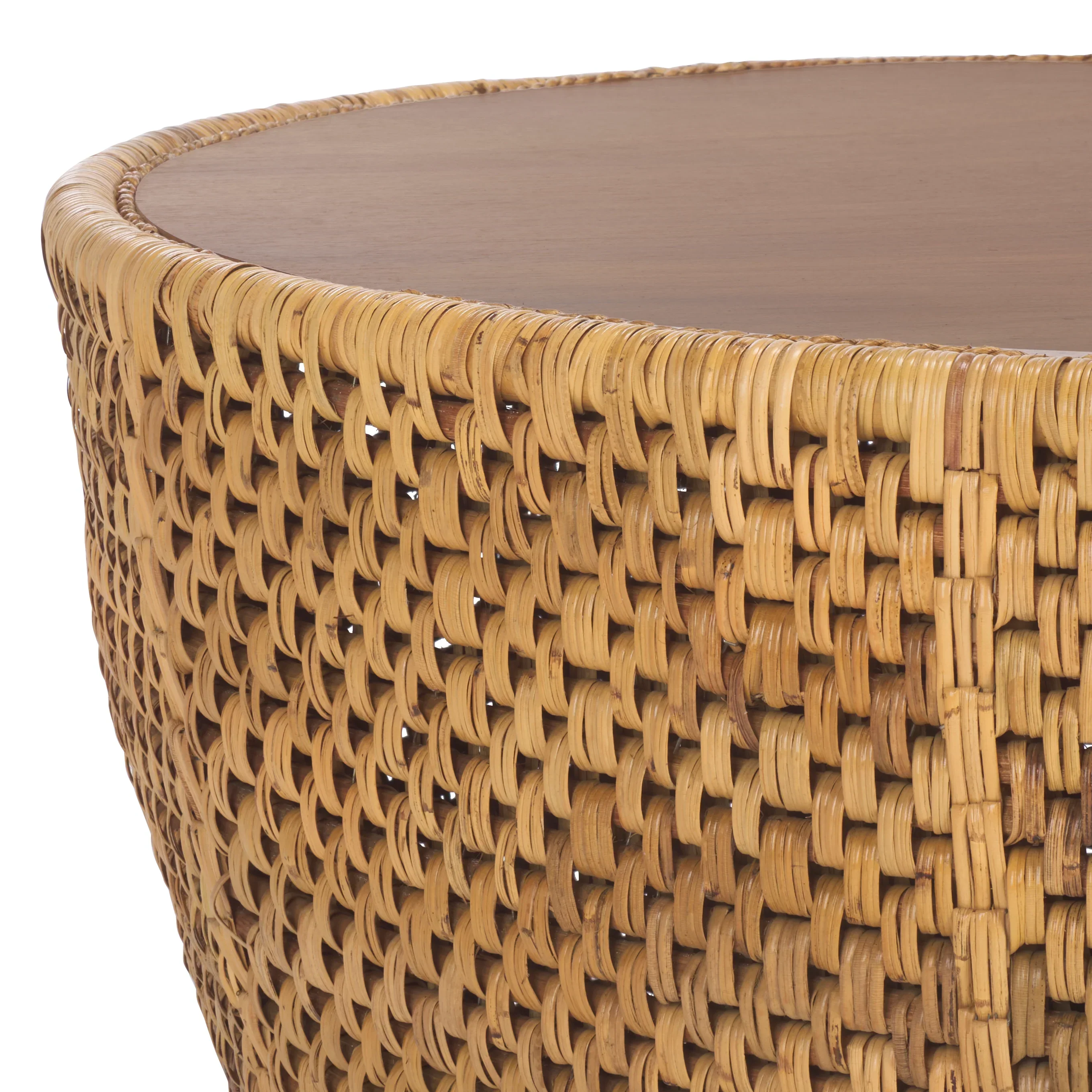 Braylen Rattan And Glass Round Coffee Table - Image 2