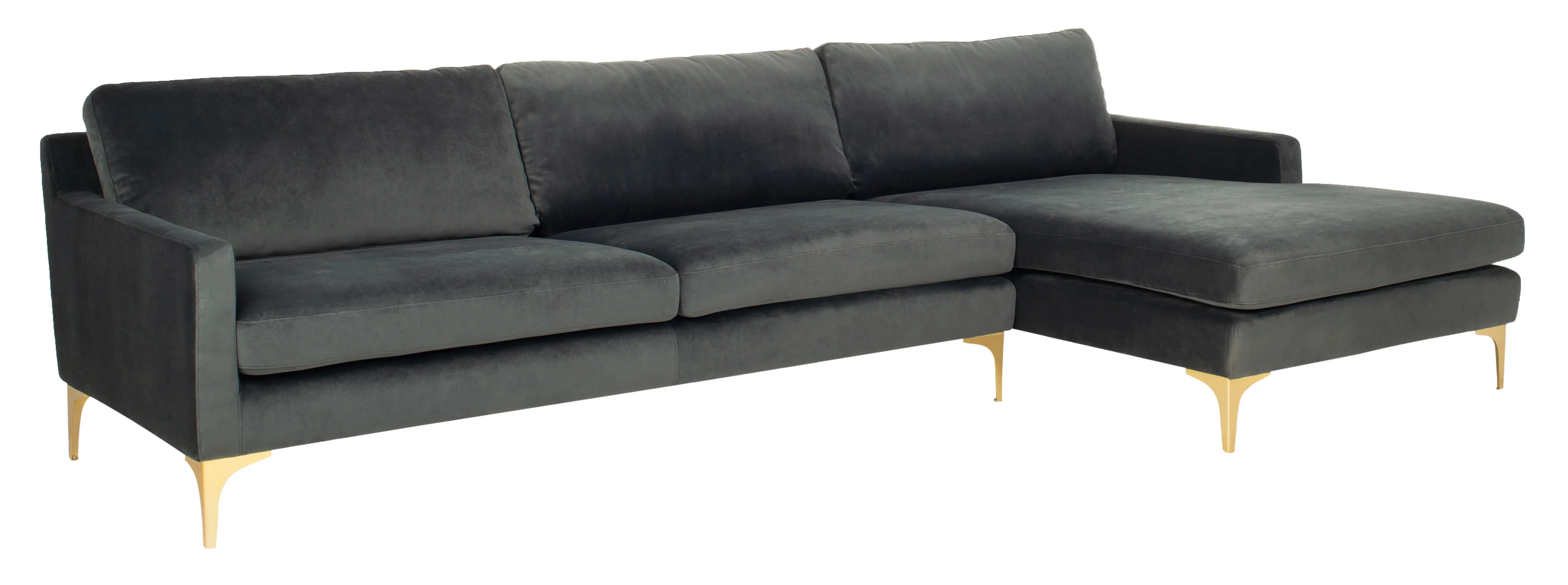 Brayson Chaise Sectional Sofa Right Facing/ Dark Grey - Image 3