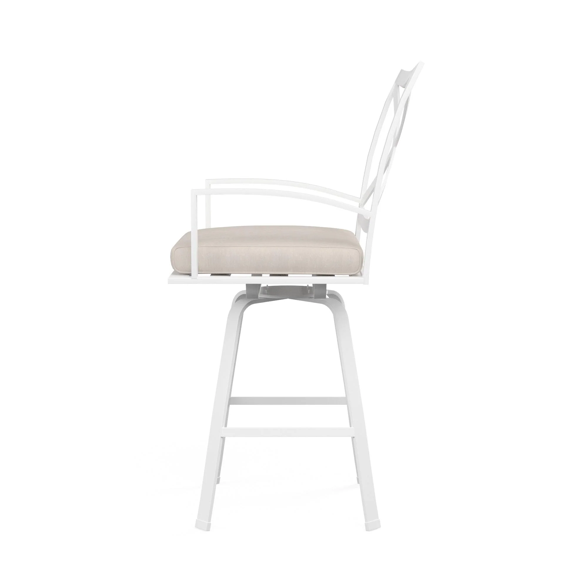 Bristol Swivel Barstool in Canvas Flax w/ Self Welt - Image 3