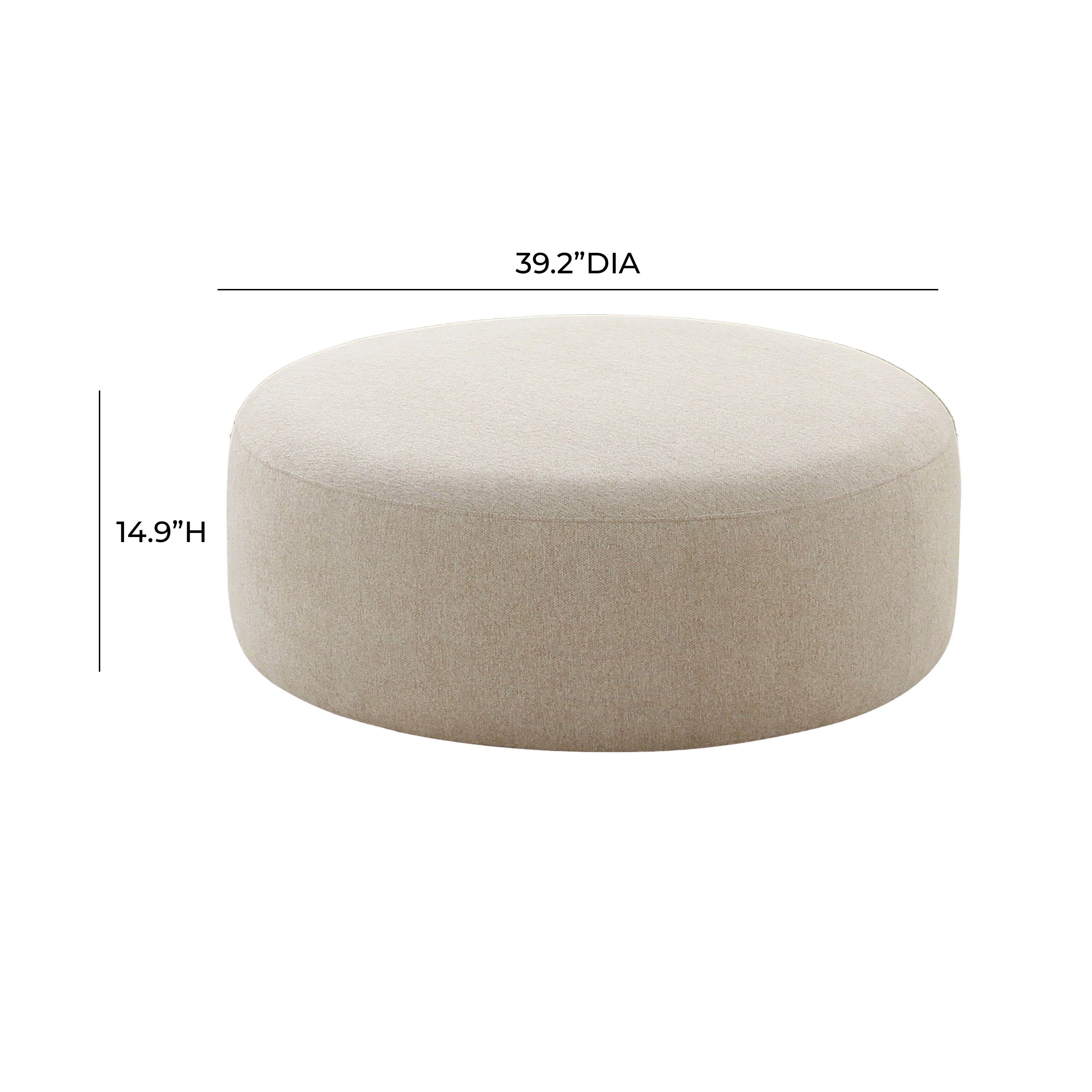Broohah Beige Linen Ottoman - Image 3