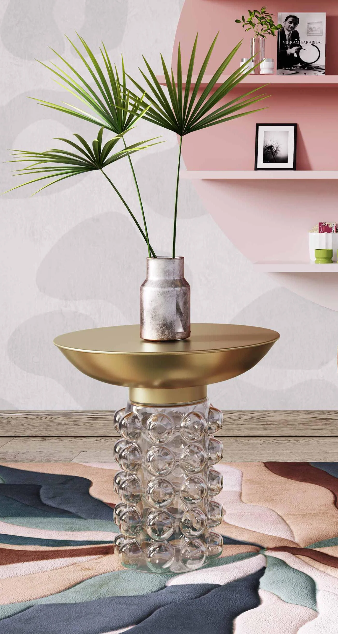 Bubble Glass/Brass Side Table - Image 8