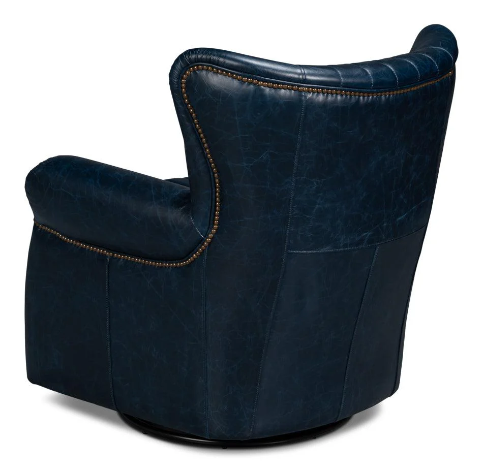 Bugatti Leather Swivel Chair - Image 5