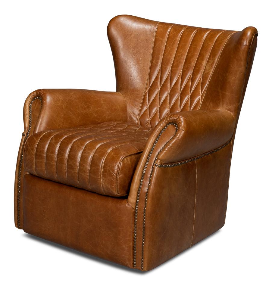 Bugatti Leather Swivel Chair