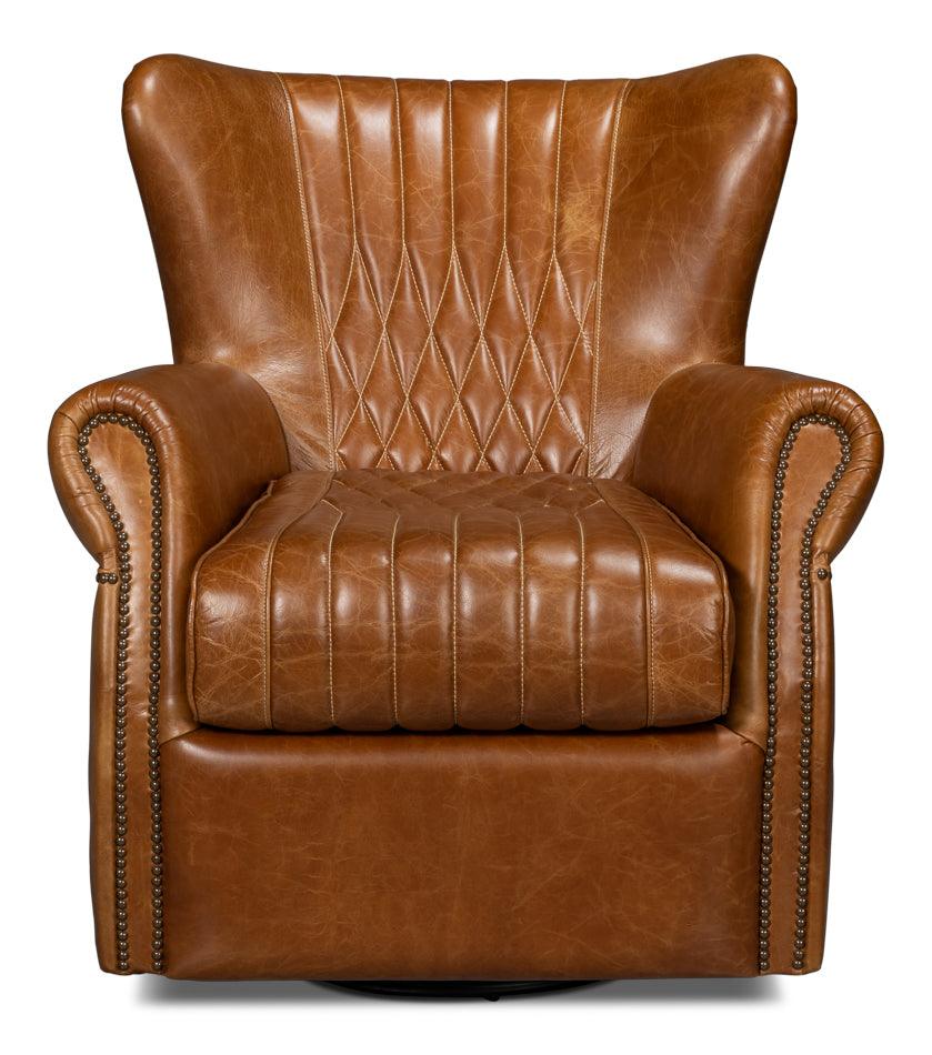 Bugatti Leather Swivel Chair - Image 2