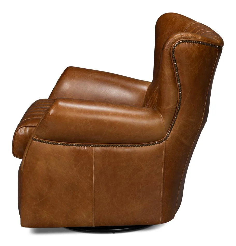Bugatti Leather Swivel Chair - Image 3