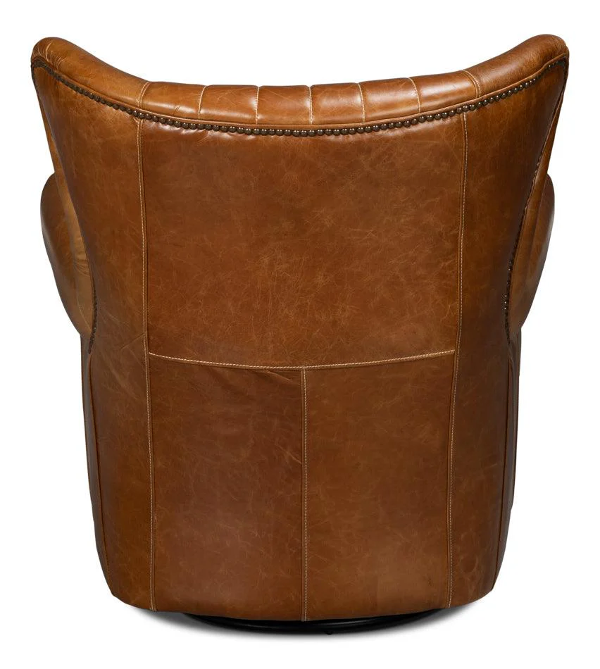 Bugatti Leather Swivel Chair - Image 4
