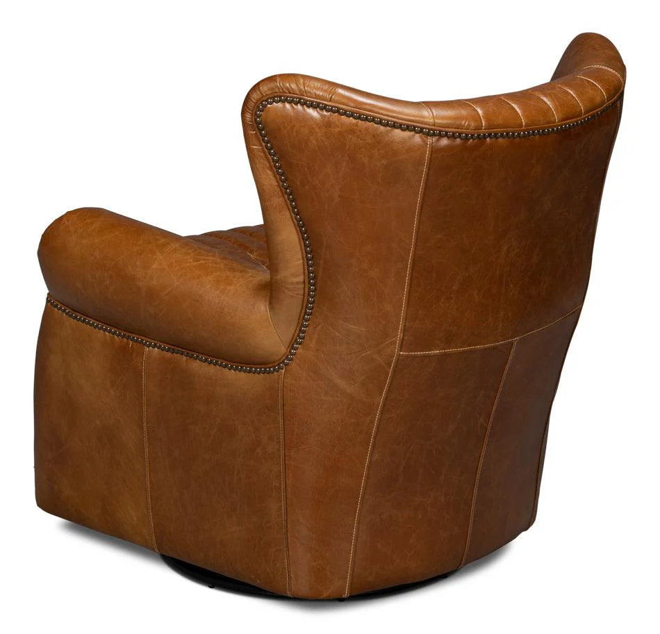 Bugatti Leather Swivel Chair - Image 5