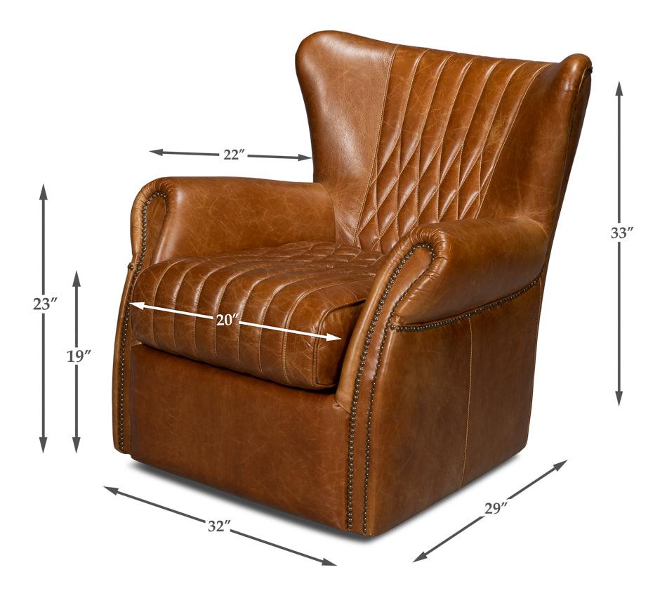 Bugatti Leather Swivel Chair - Image 6