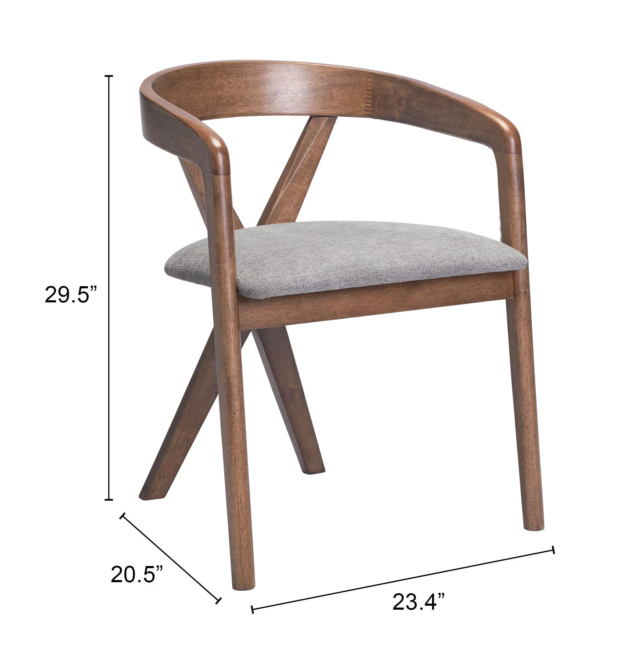 Cairo Dining Chair Dove Gray & Walnut - Set of 2 - Image 5