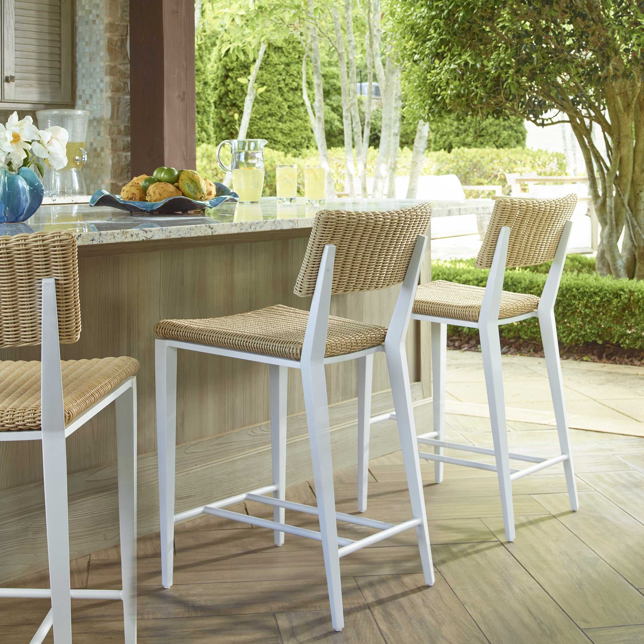 Calbas White Outdoor Bar Stool - Image 2