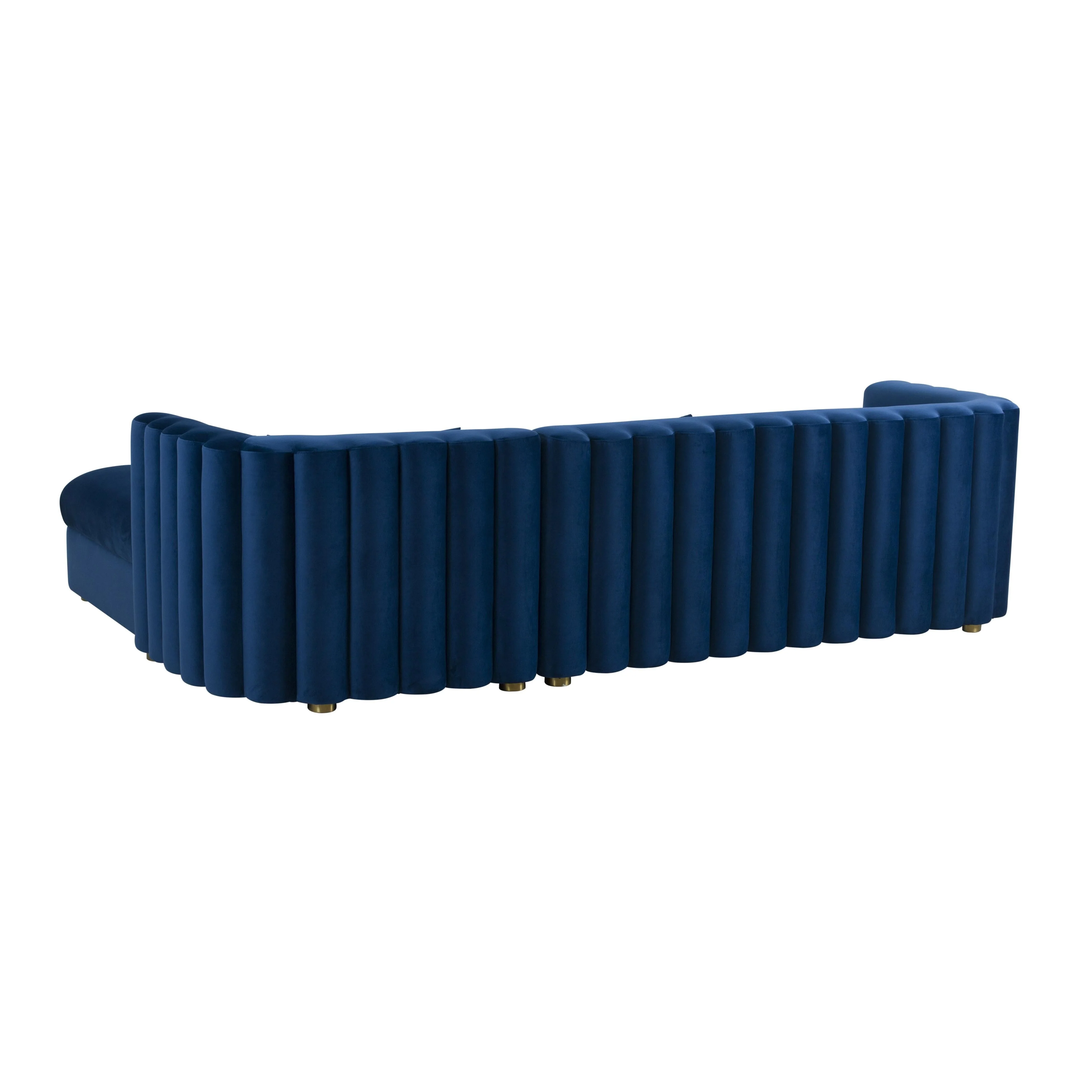 Callie Navy Velvet Sectional - RAF - Image 4