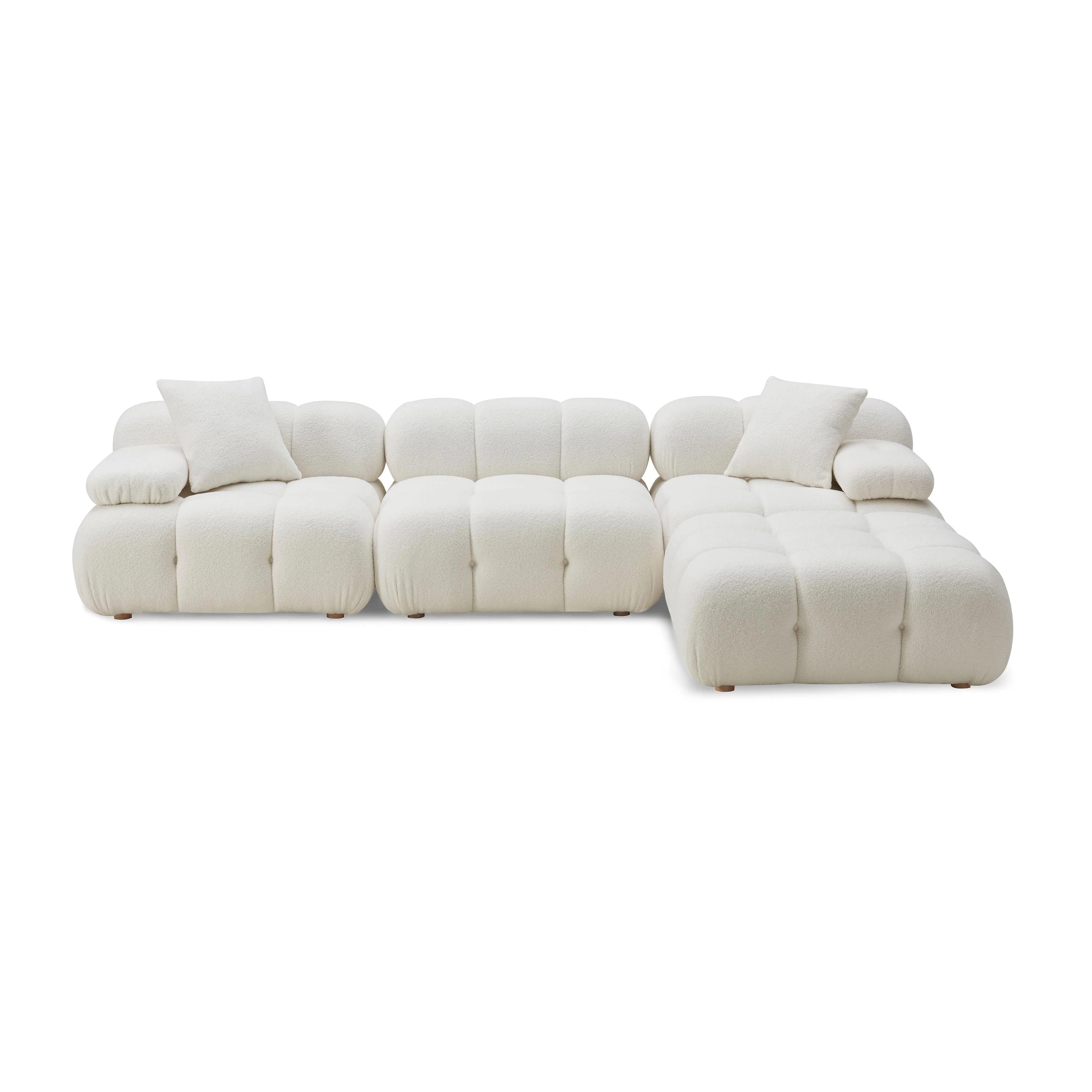 Calliope Cream Vegan Shearling 4-piece Modular Sectional - Image 3