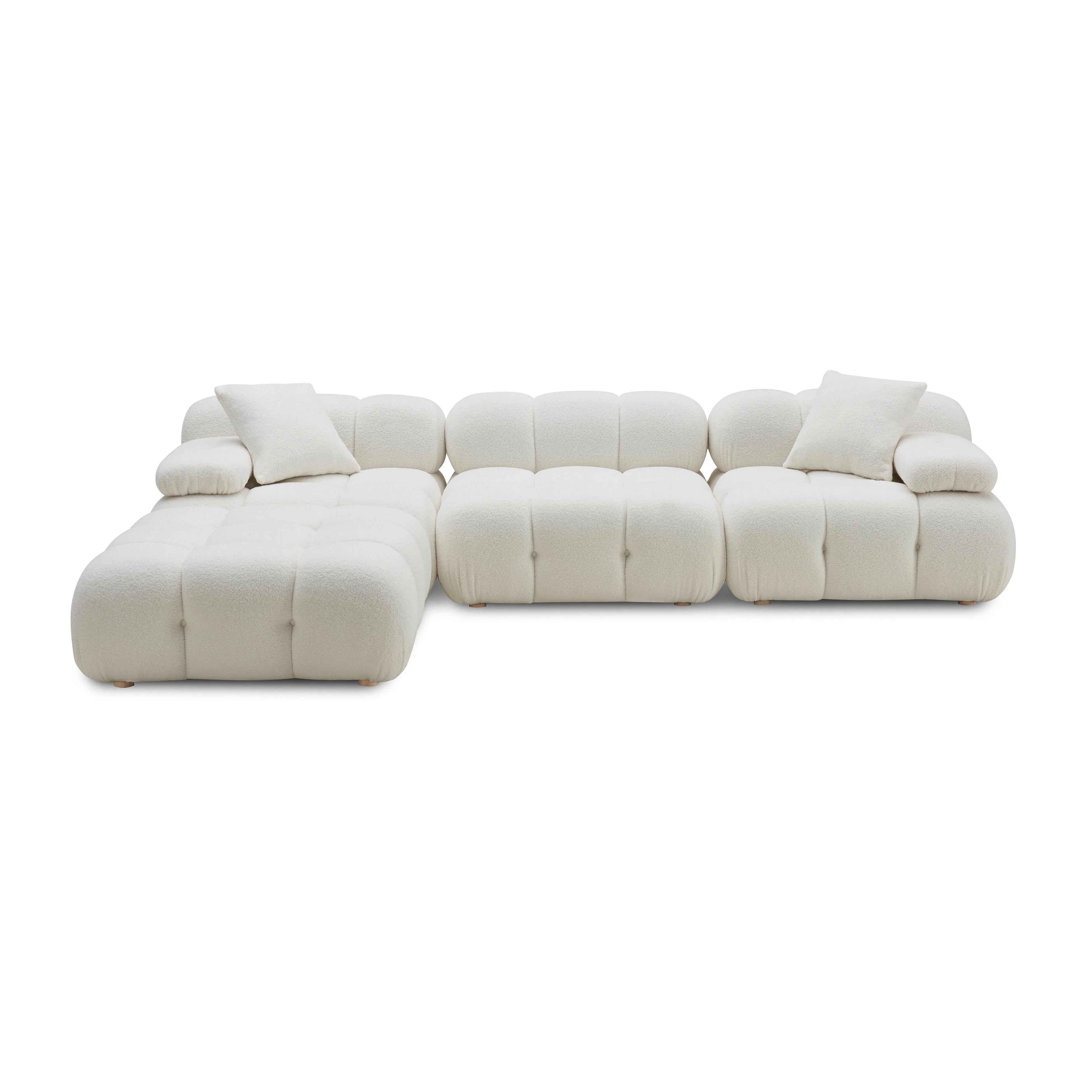 Calliope Cream Vegan Shearling 4-piece Modular Sectional - Image 5
