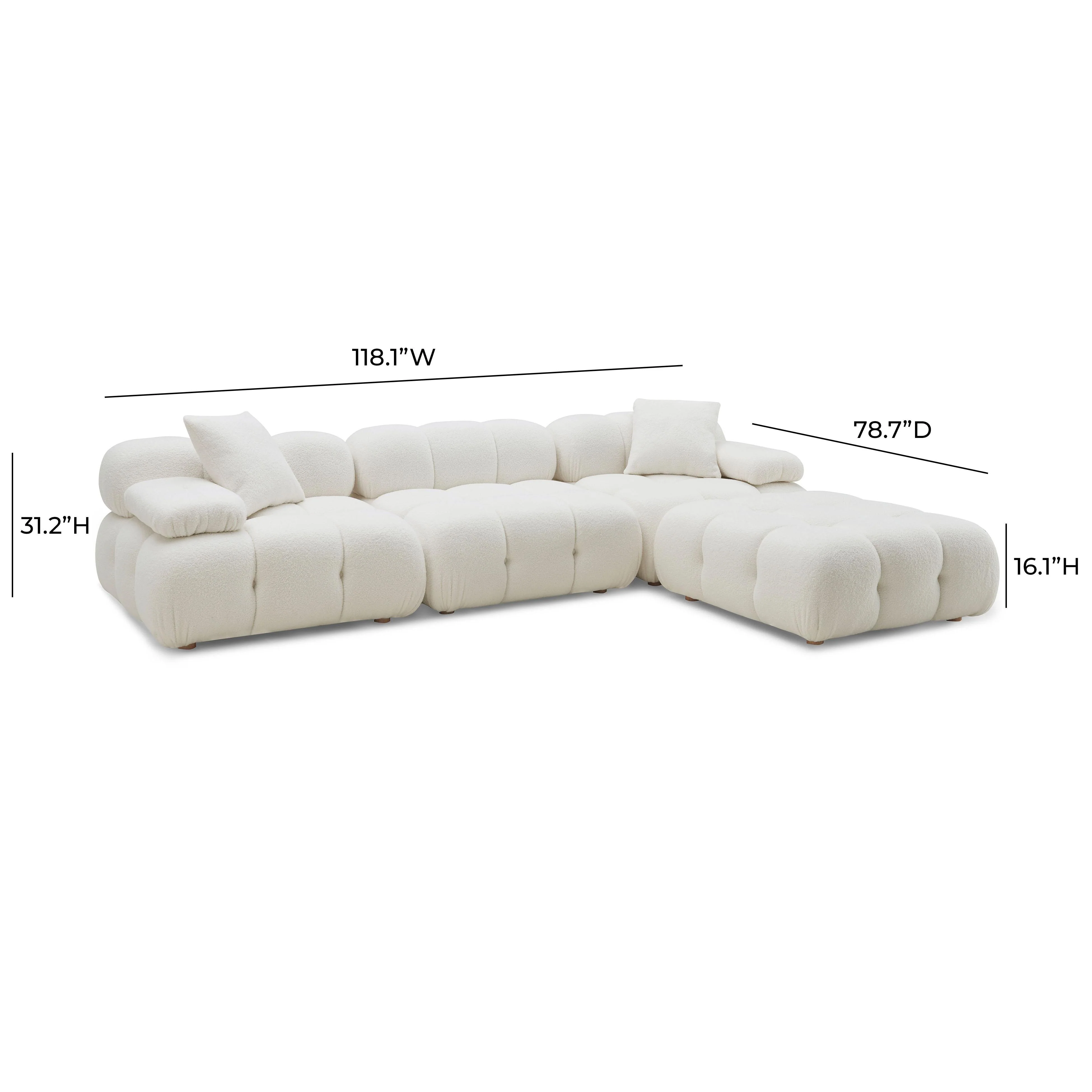 Calliope Cream Vegan Shearling 4-piece Modular Sectional - Image 9