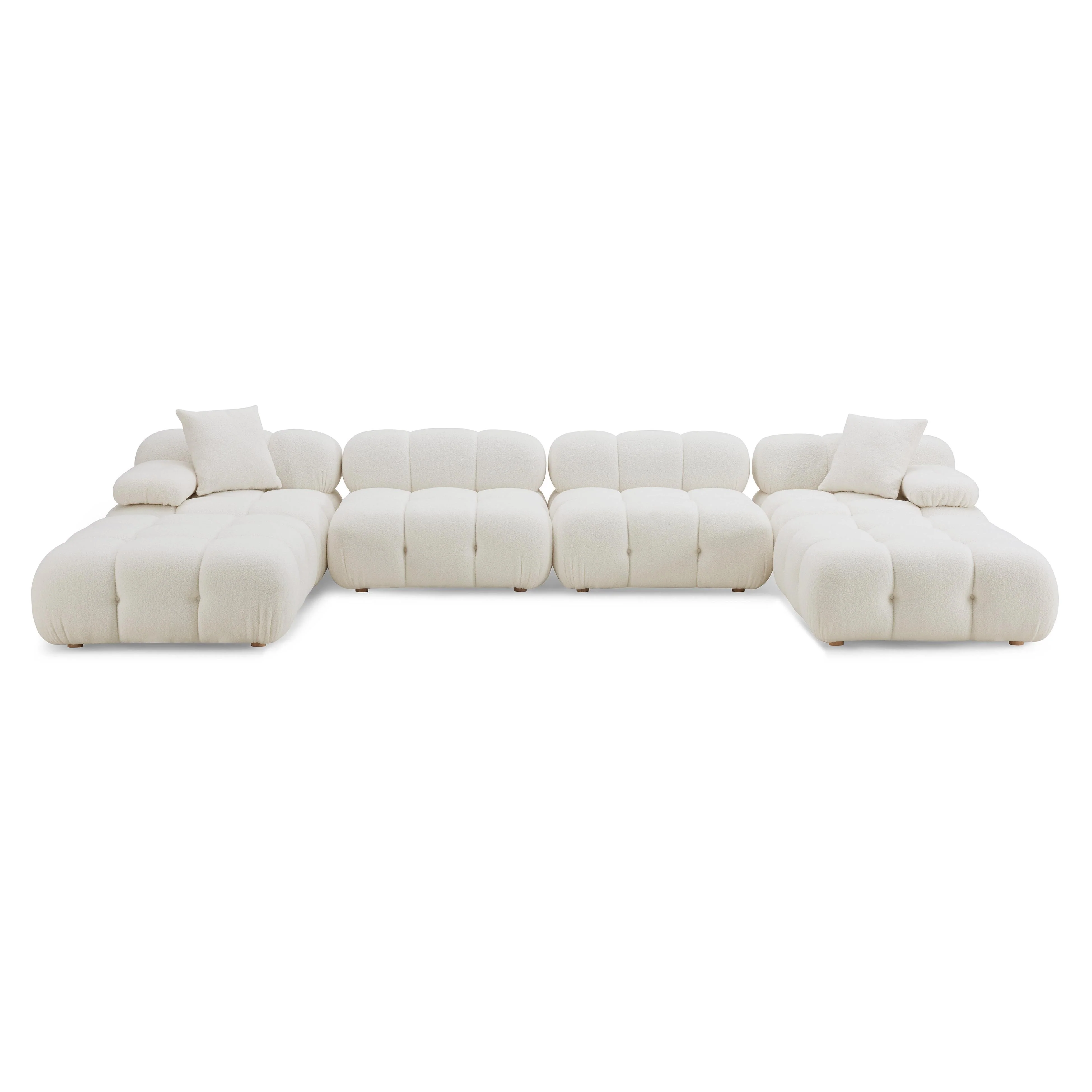 Calliope Cream Vegan Shearling 6-piece Modular U-Sectional - Image 3