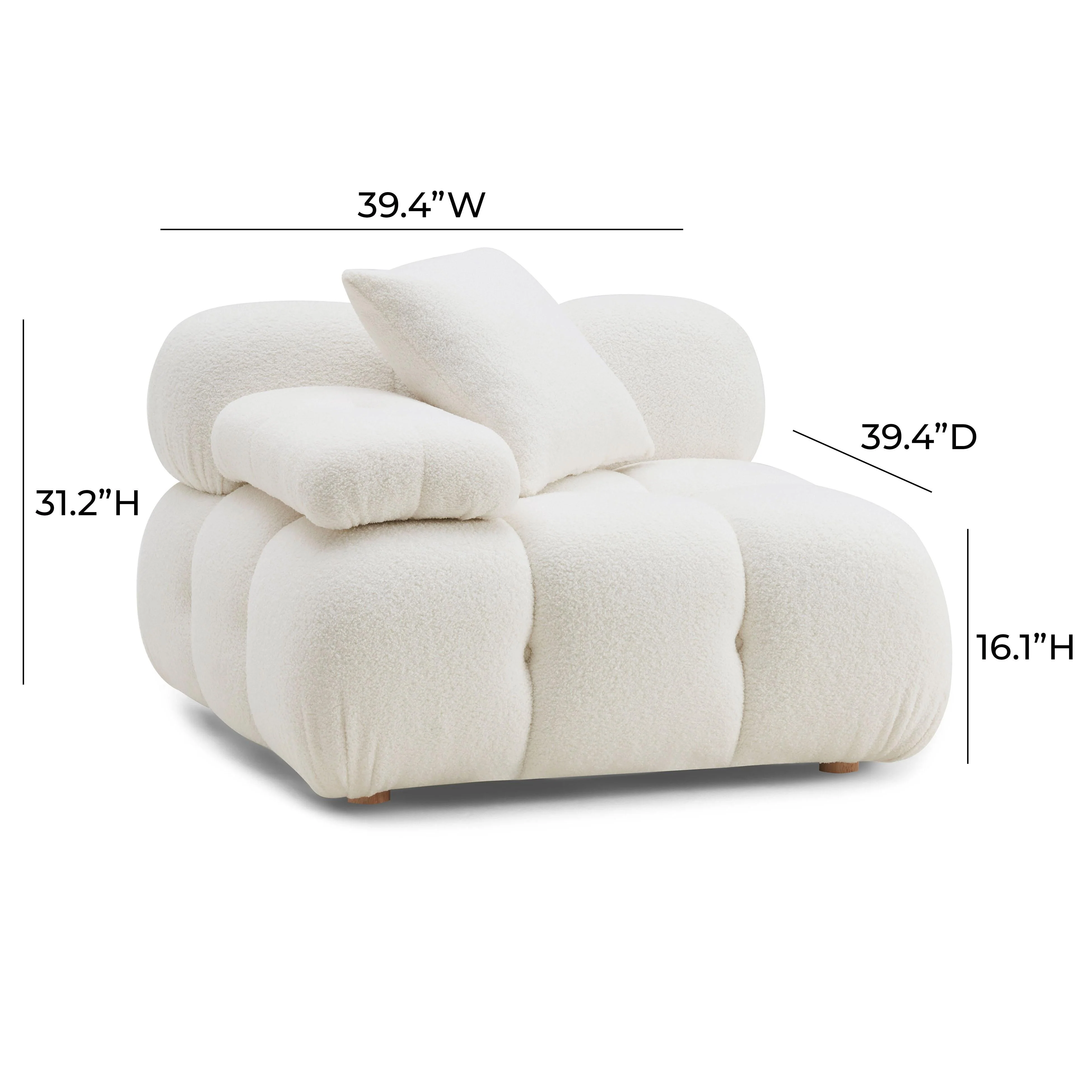 Calliope Cream Vegan Shearling Modular Corner Chair - Image 7