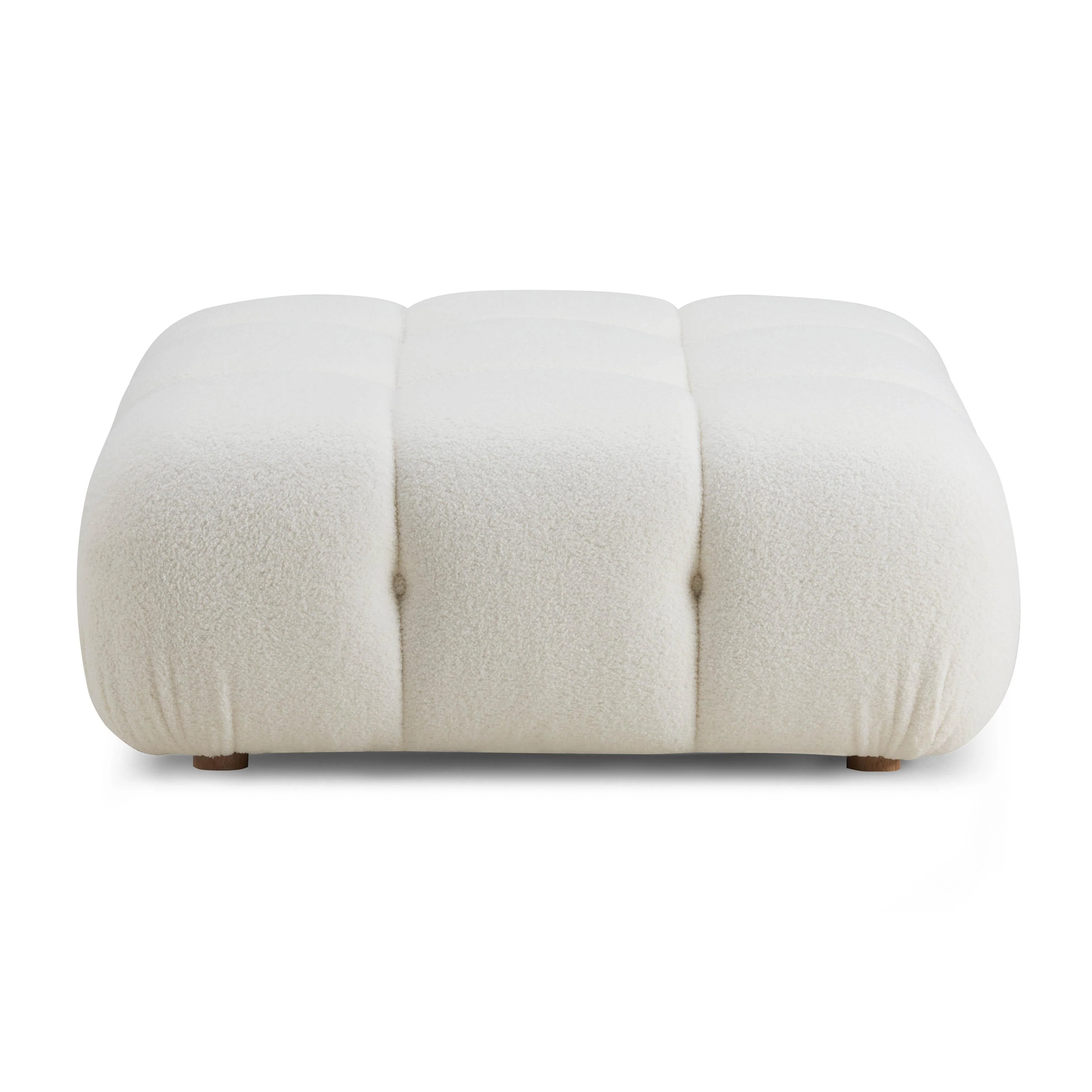 Calliope Cream Vegan Shearling Modular Ottoman - Image 3