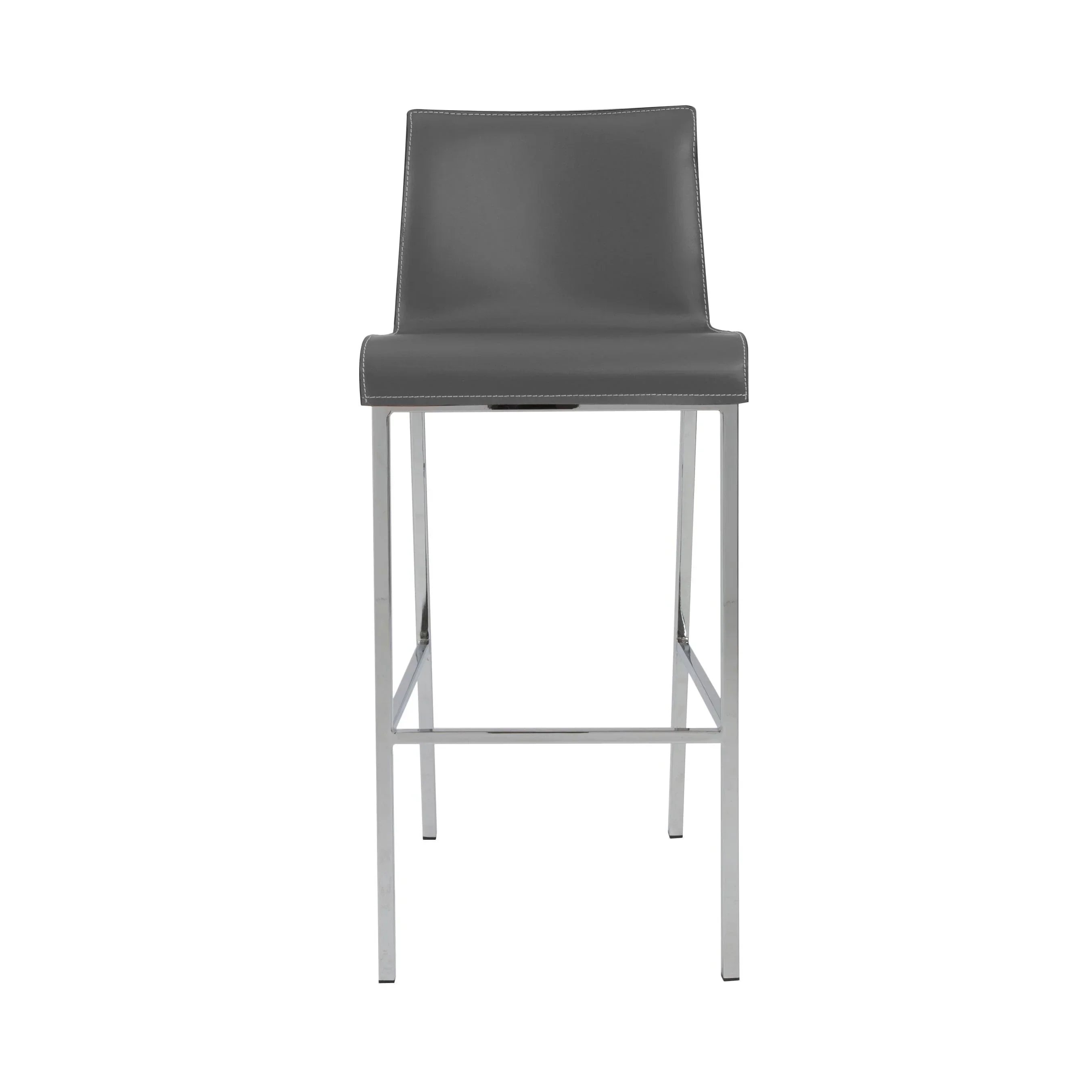 Cam Bar Stool In Gray With Polished Stainless Steel Legs - Set of 2 - Image 2