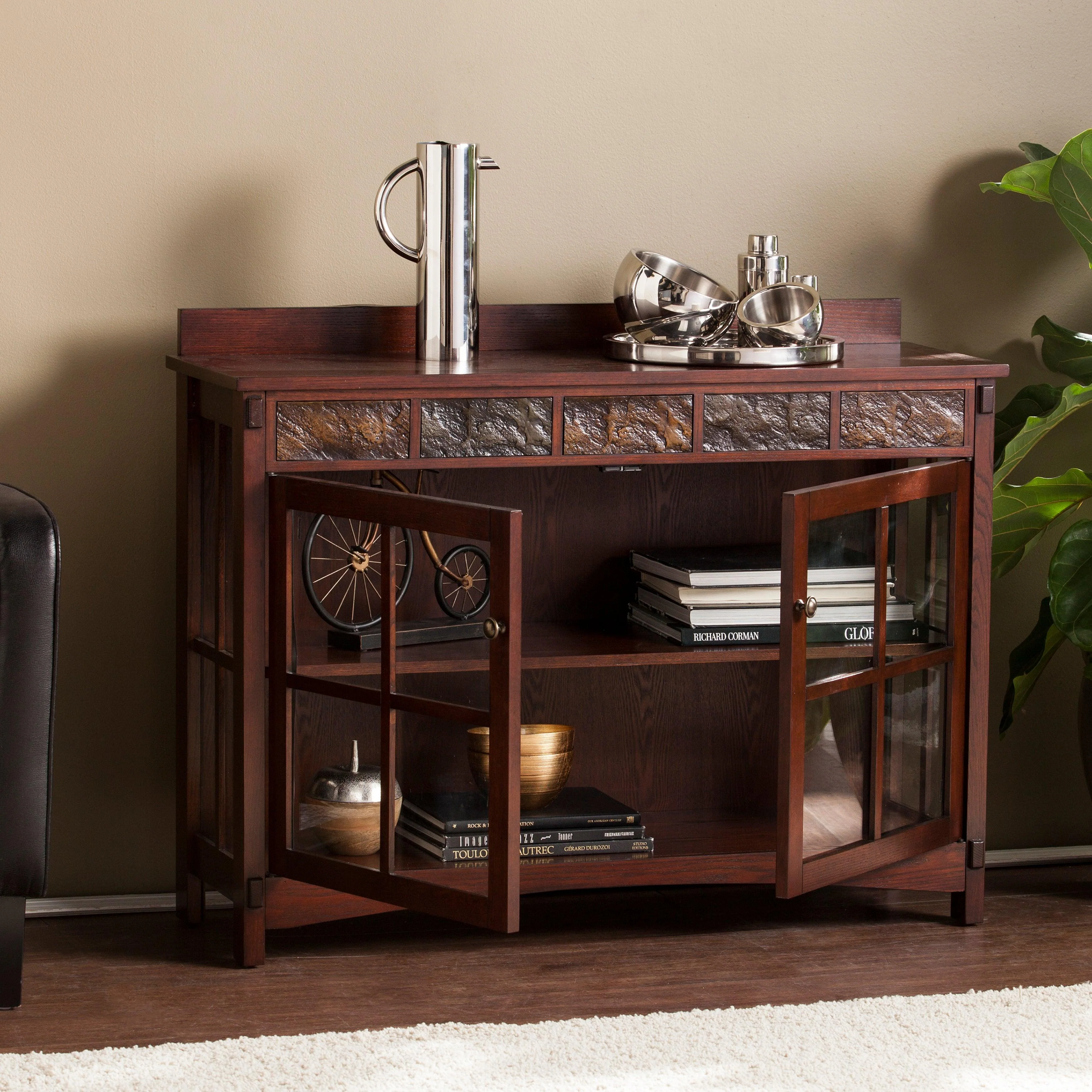 Camino Mission Faux Slate Sideboard and Display Curio - Image 10