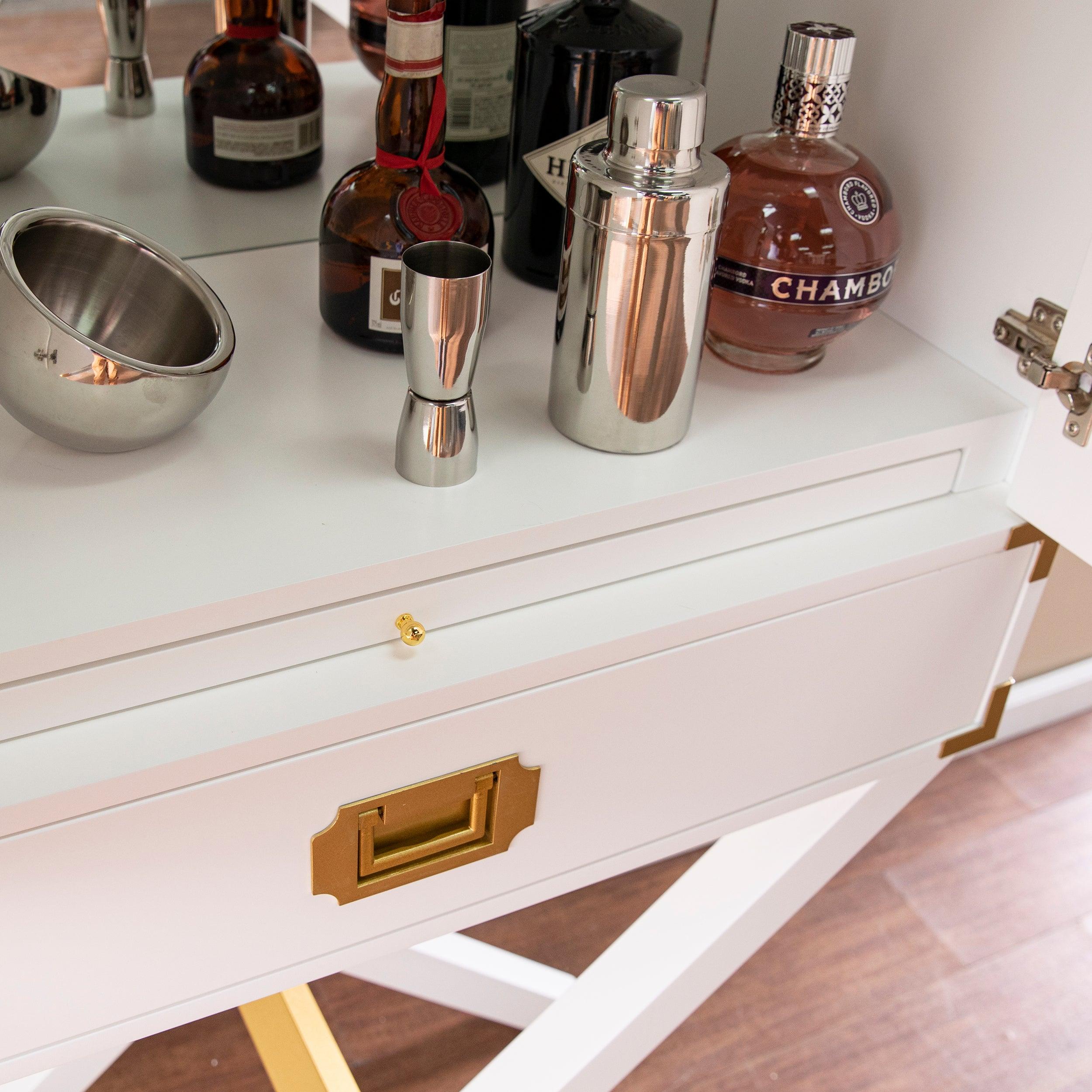Campaign Tall Bar Cabinet w/ Storage - Image 6