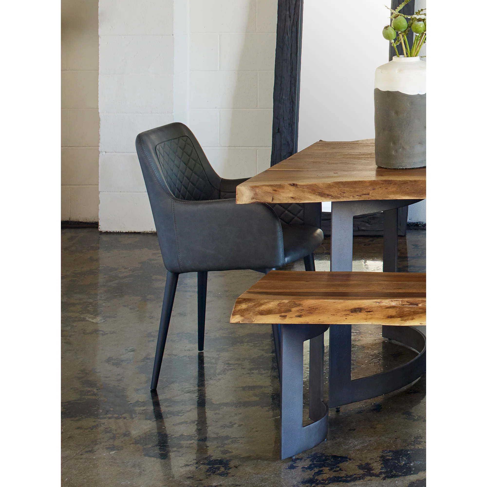 Cantata Dining Chair Mayon Black Vegan Leather - Set of 2 - Image 2