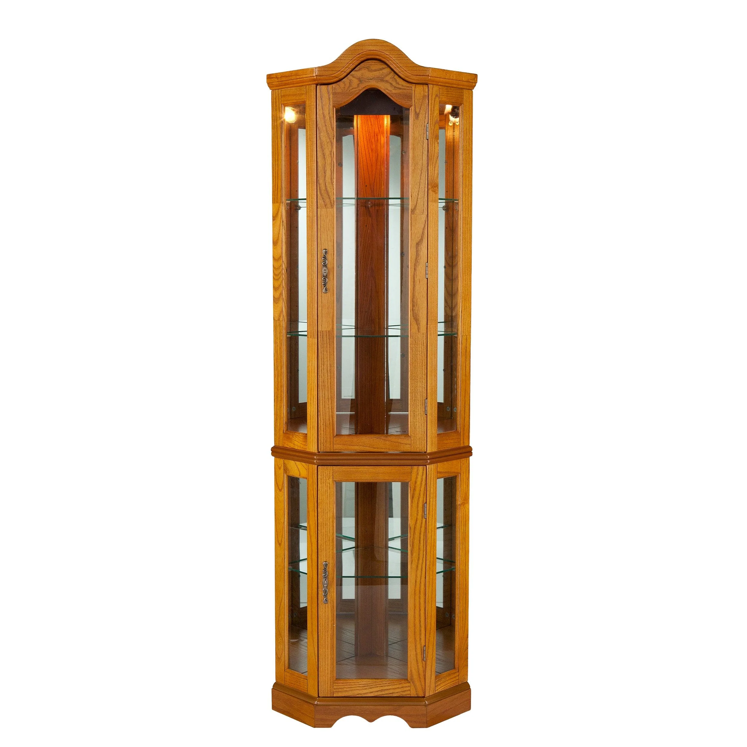 Canterdale Lighted Corner Curio Cabinet - Golden Oak - Image 3
