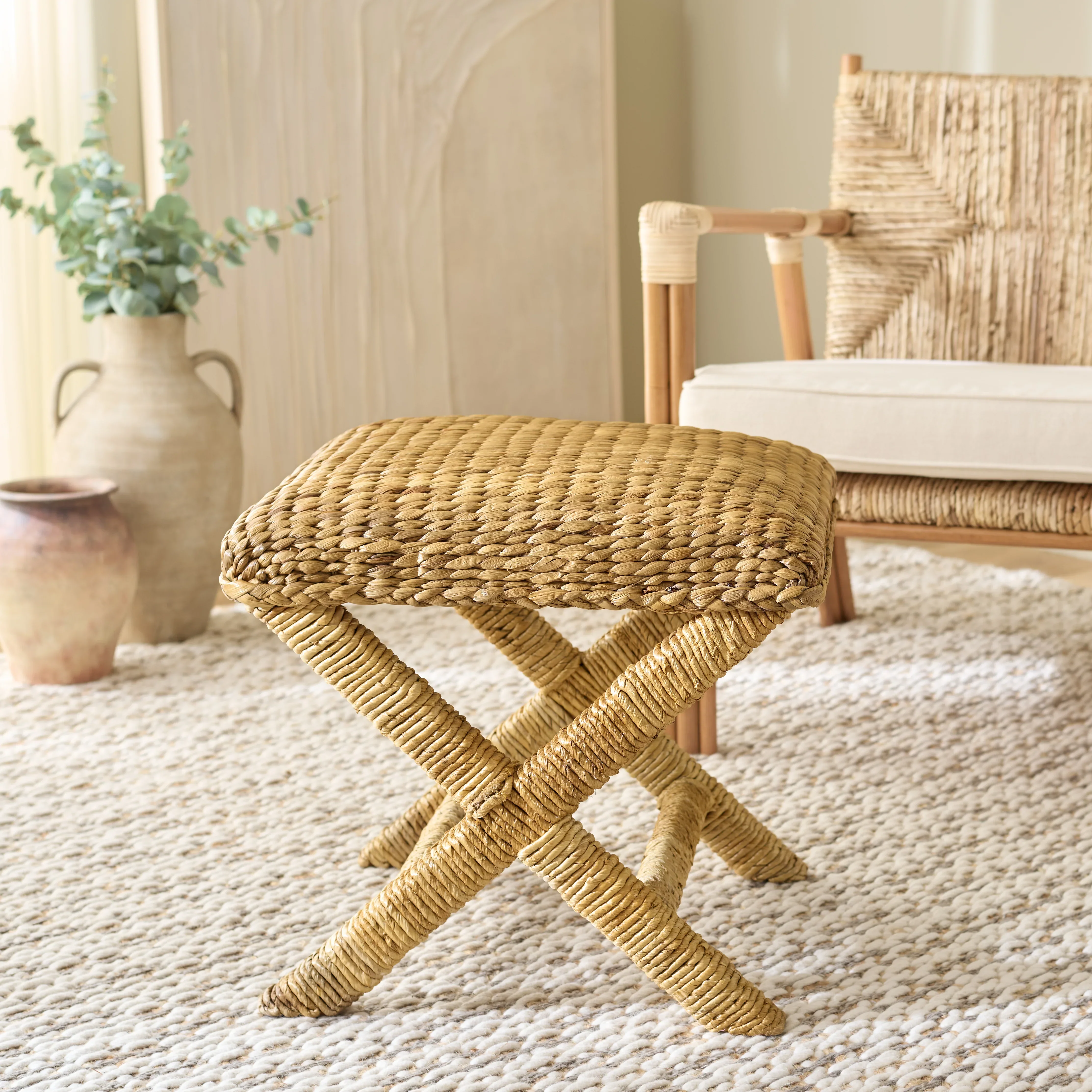Caprianna Woven Waterhyacinth Stool - Image 2