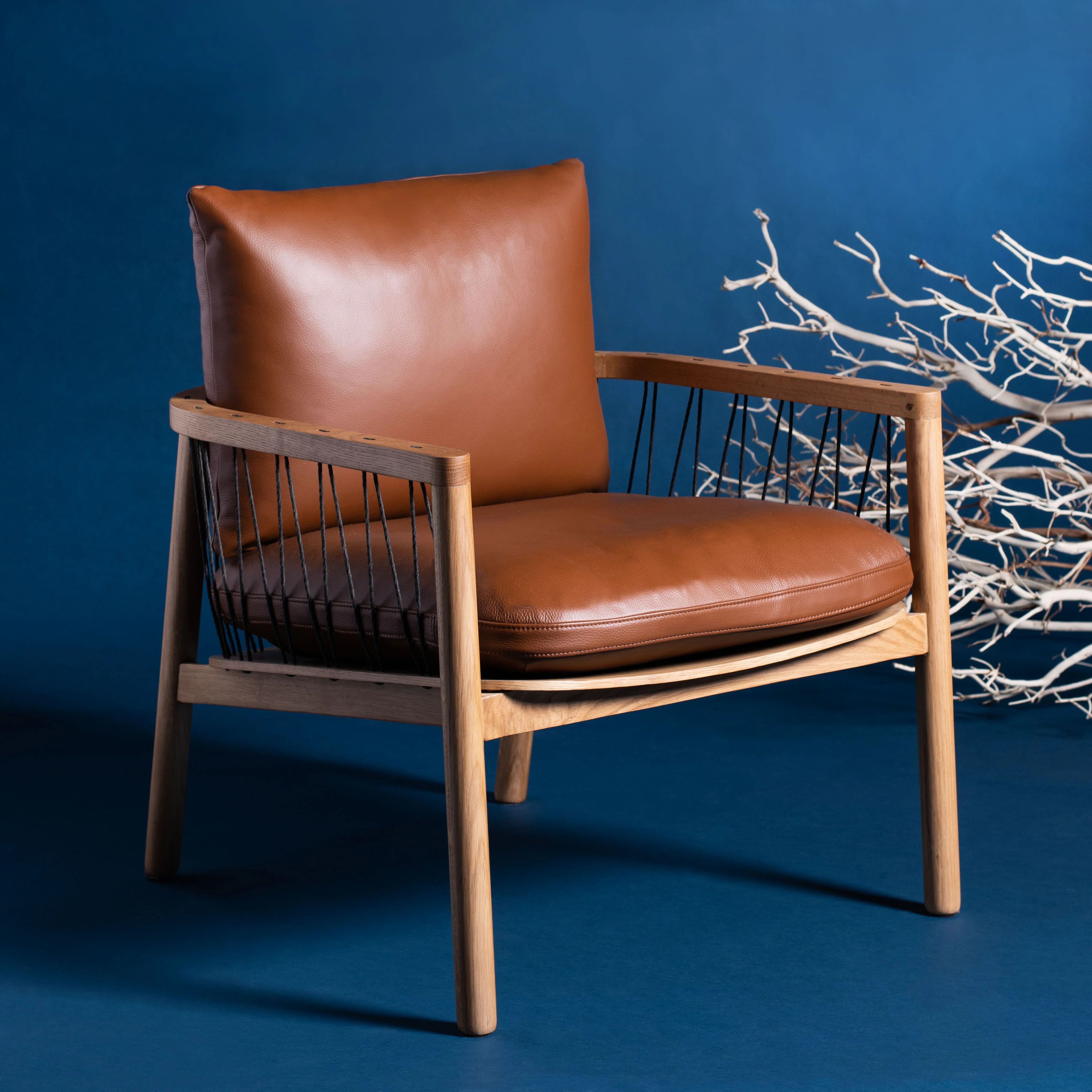 Caramel Mid-Century Leather Chair - Image 2