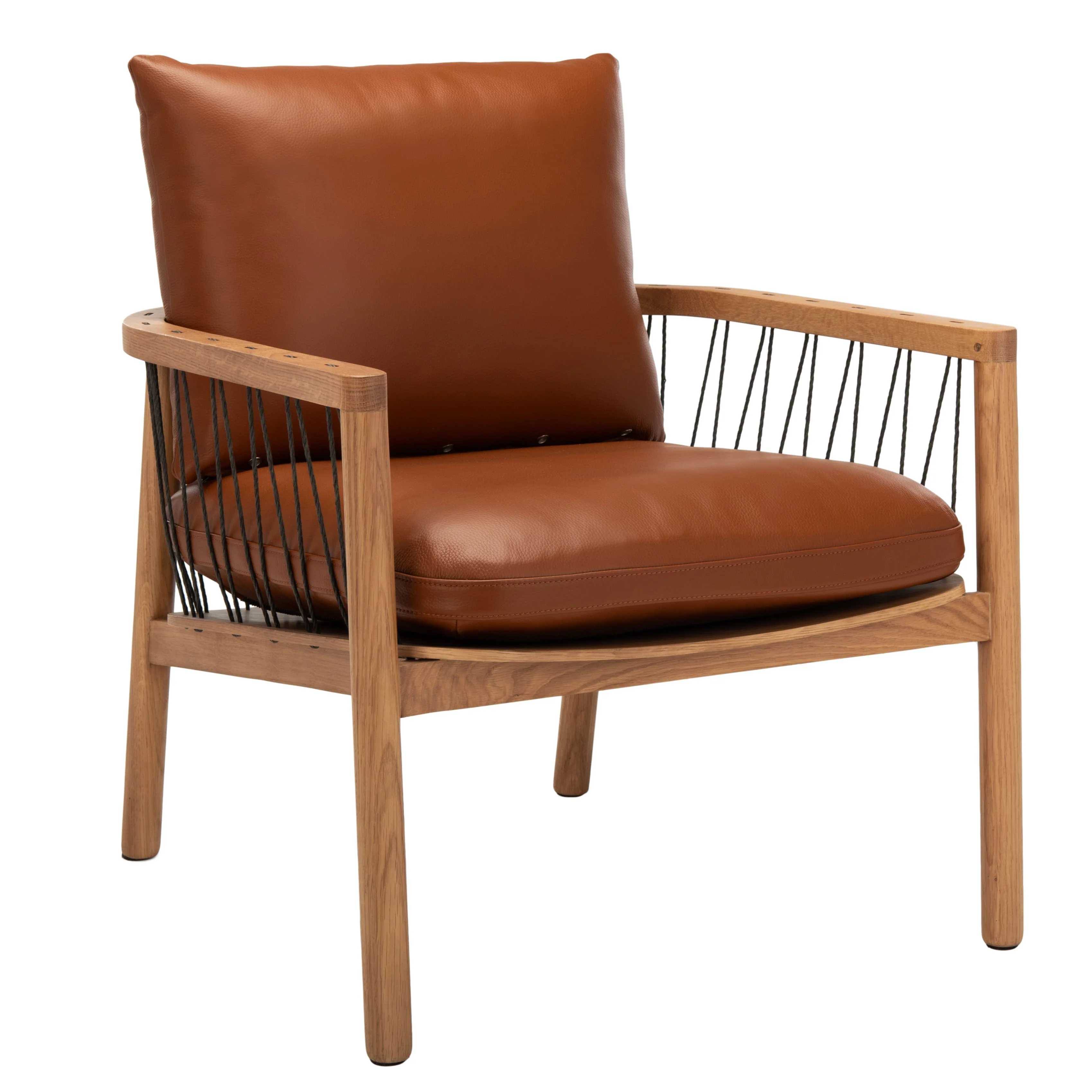 Caramel Mid-Century Leather Chair - Image 3
