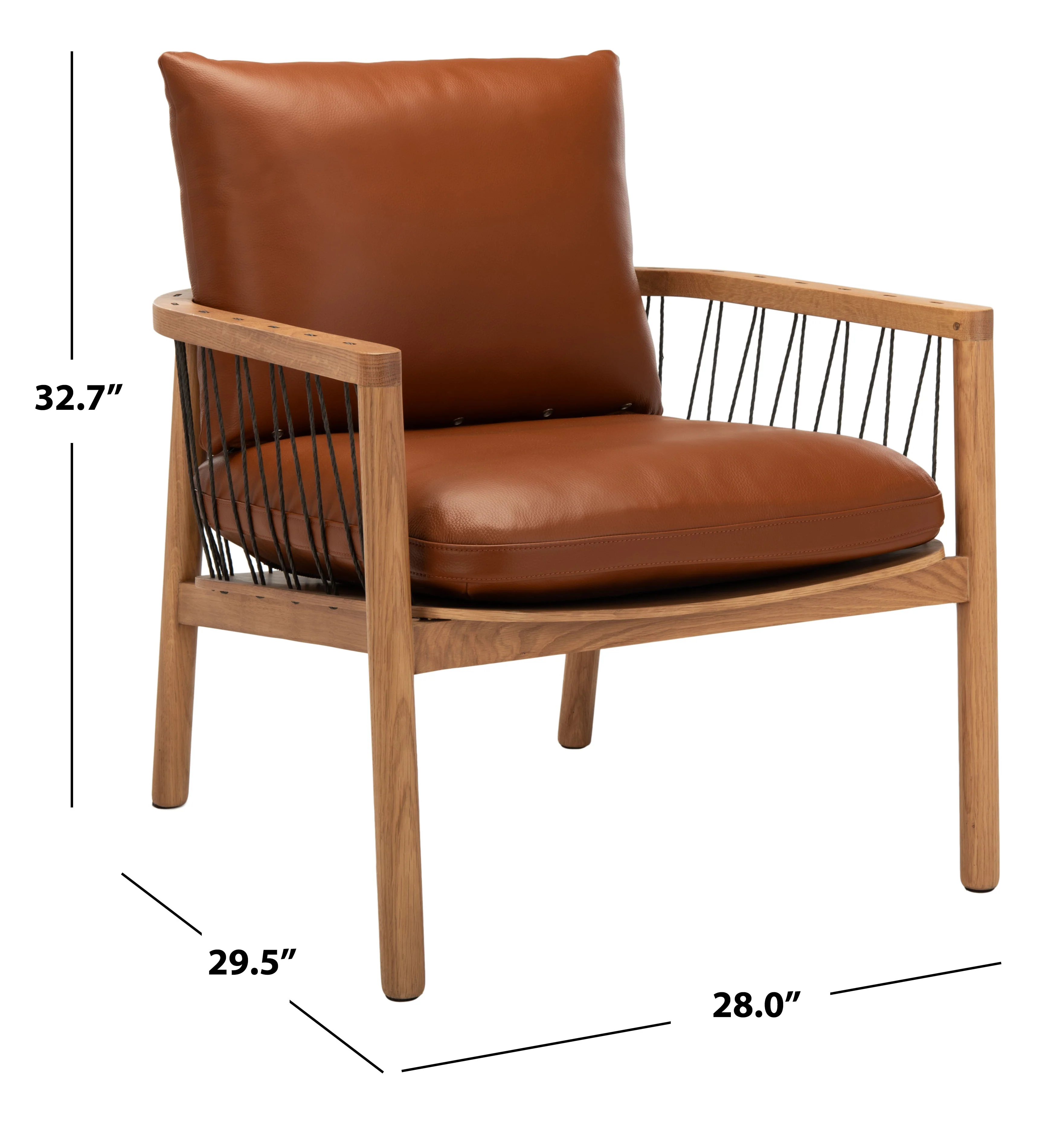 Caramel Mid-Century Leather Chair - Image 6