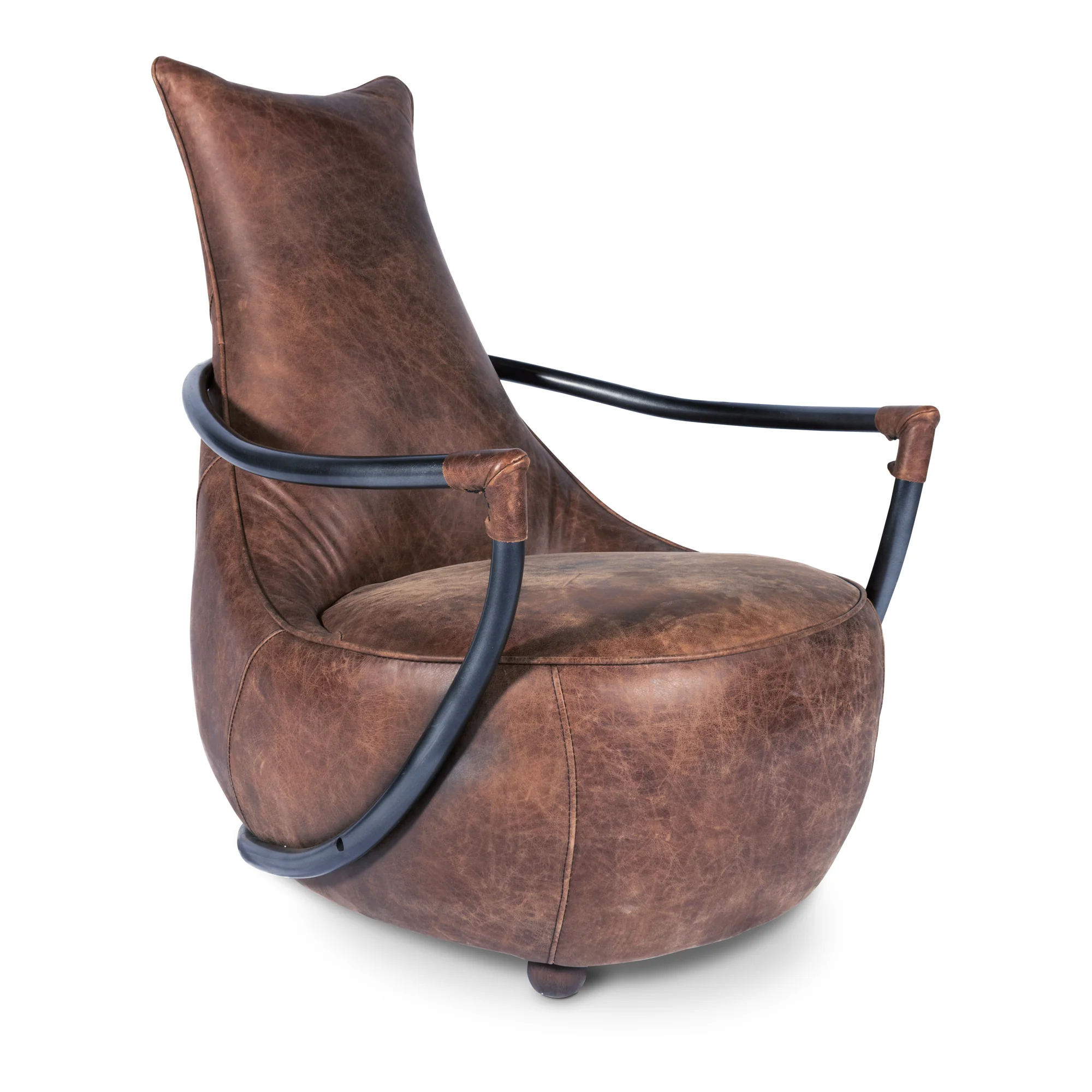 Carlisle Club Chair Grazed Brown Leather - Image 3
