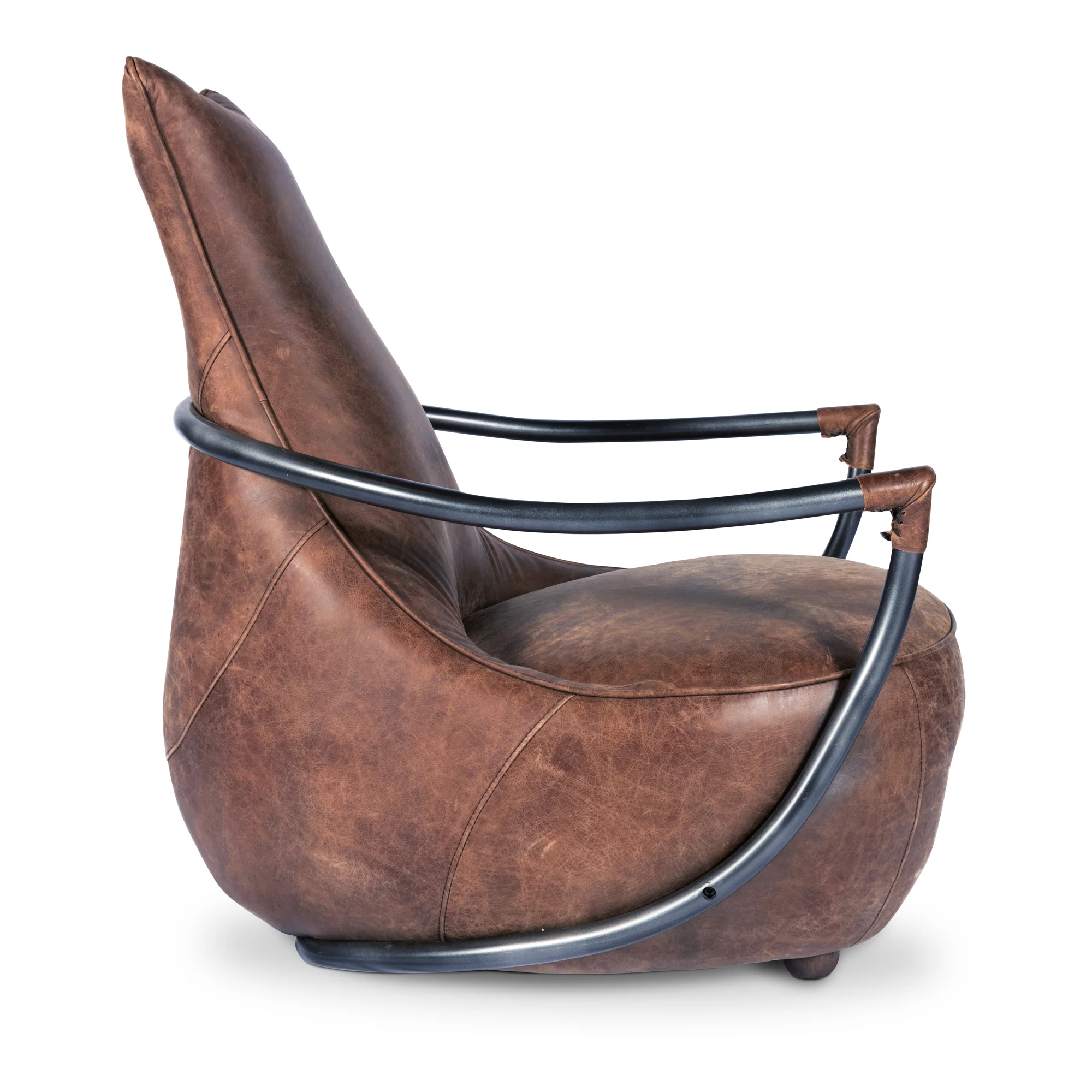 Carlisle Club Chair Grazed Brown Leather - Image 4
