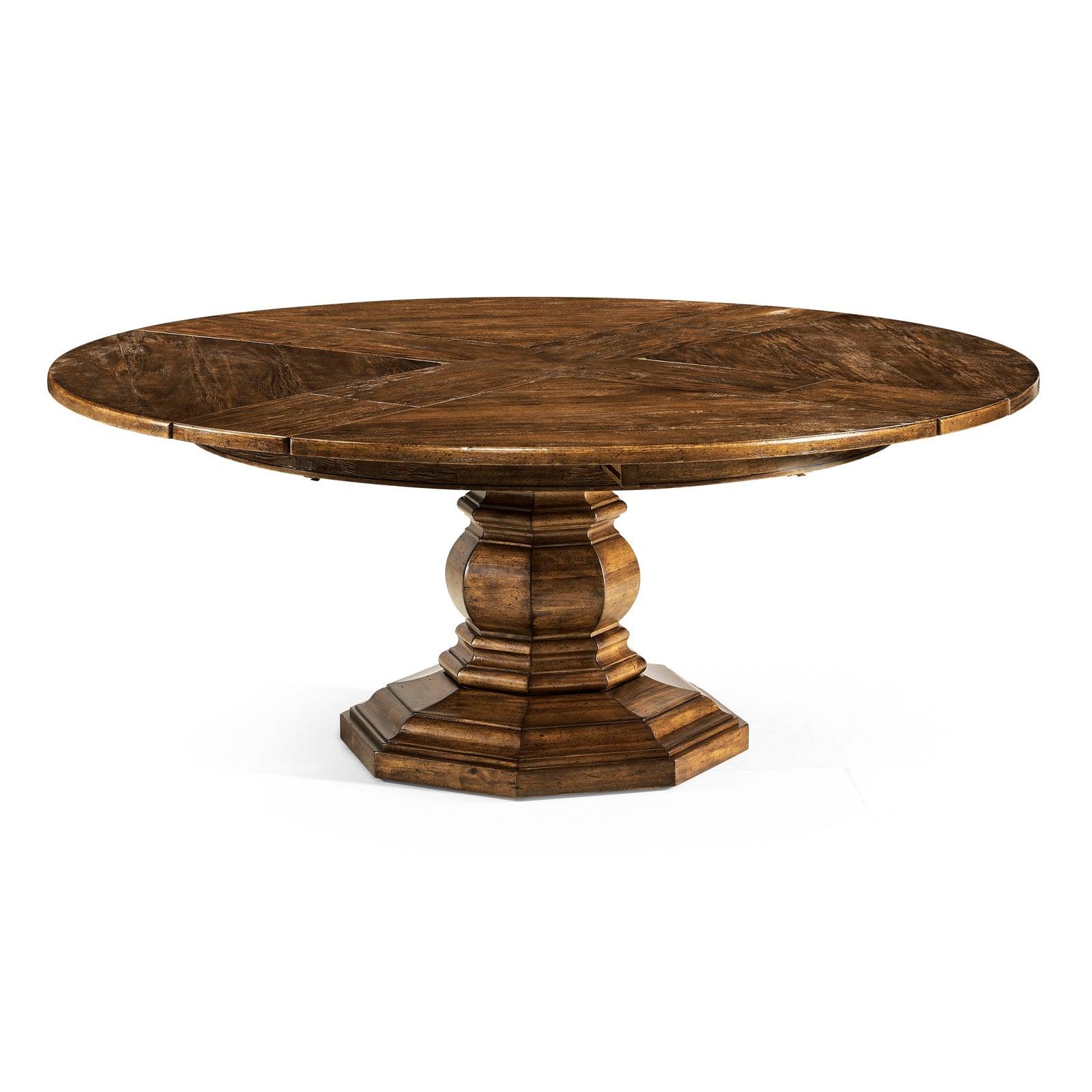 Casual Accents Country Walnut Round Extendable Dining Table 59"