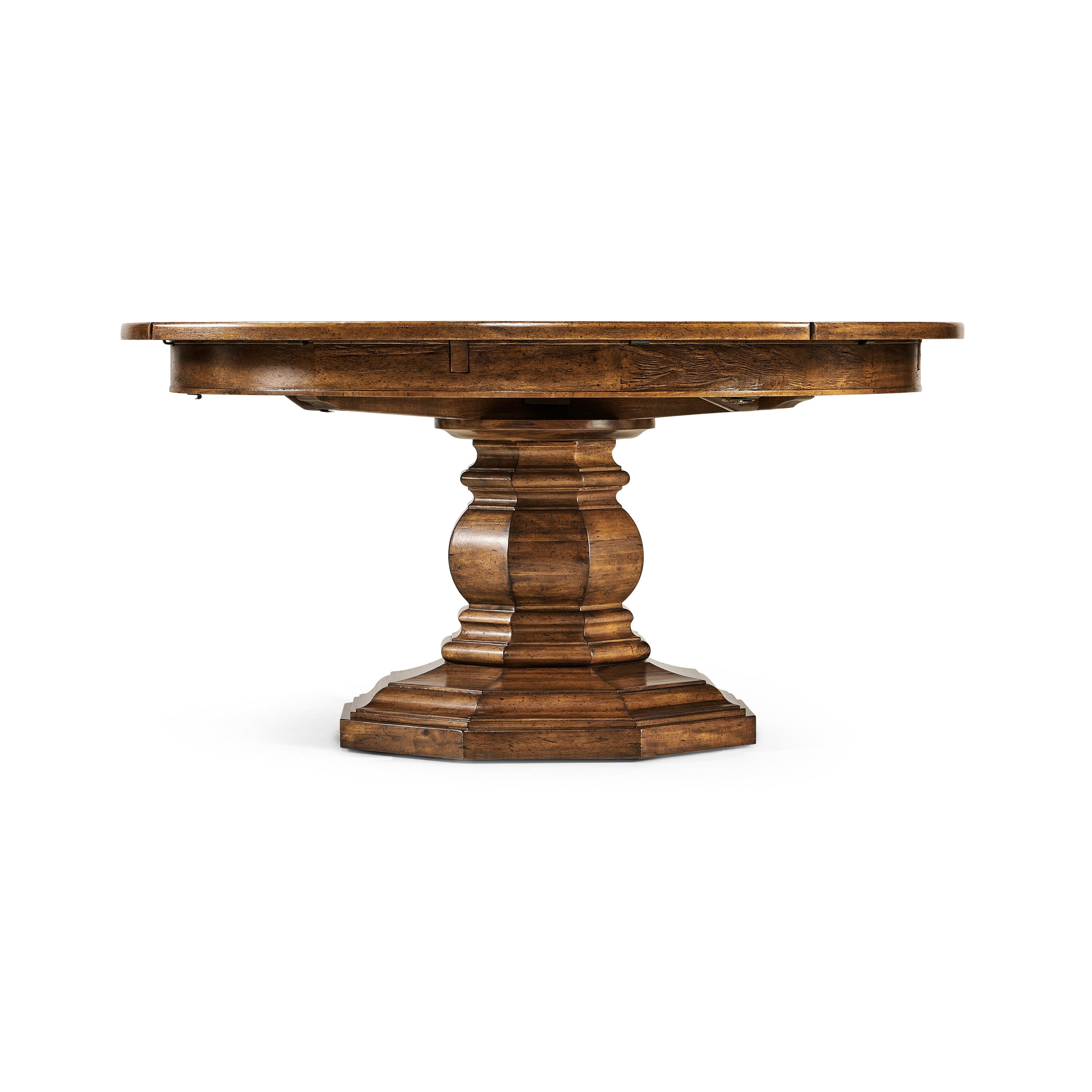 Casual Accents Country Walnut Round Extendable Dining Table 59" - Image 2