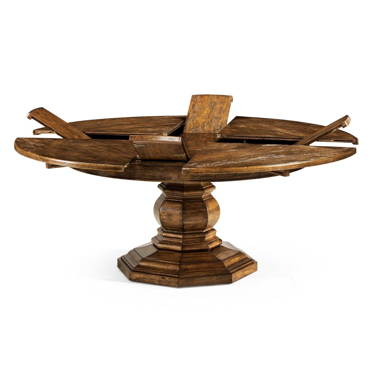 Casual Accents Country Walnut Round Extendable Dining Table 59" - Image 4