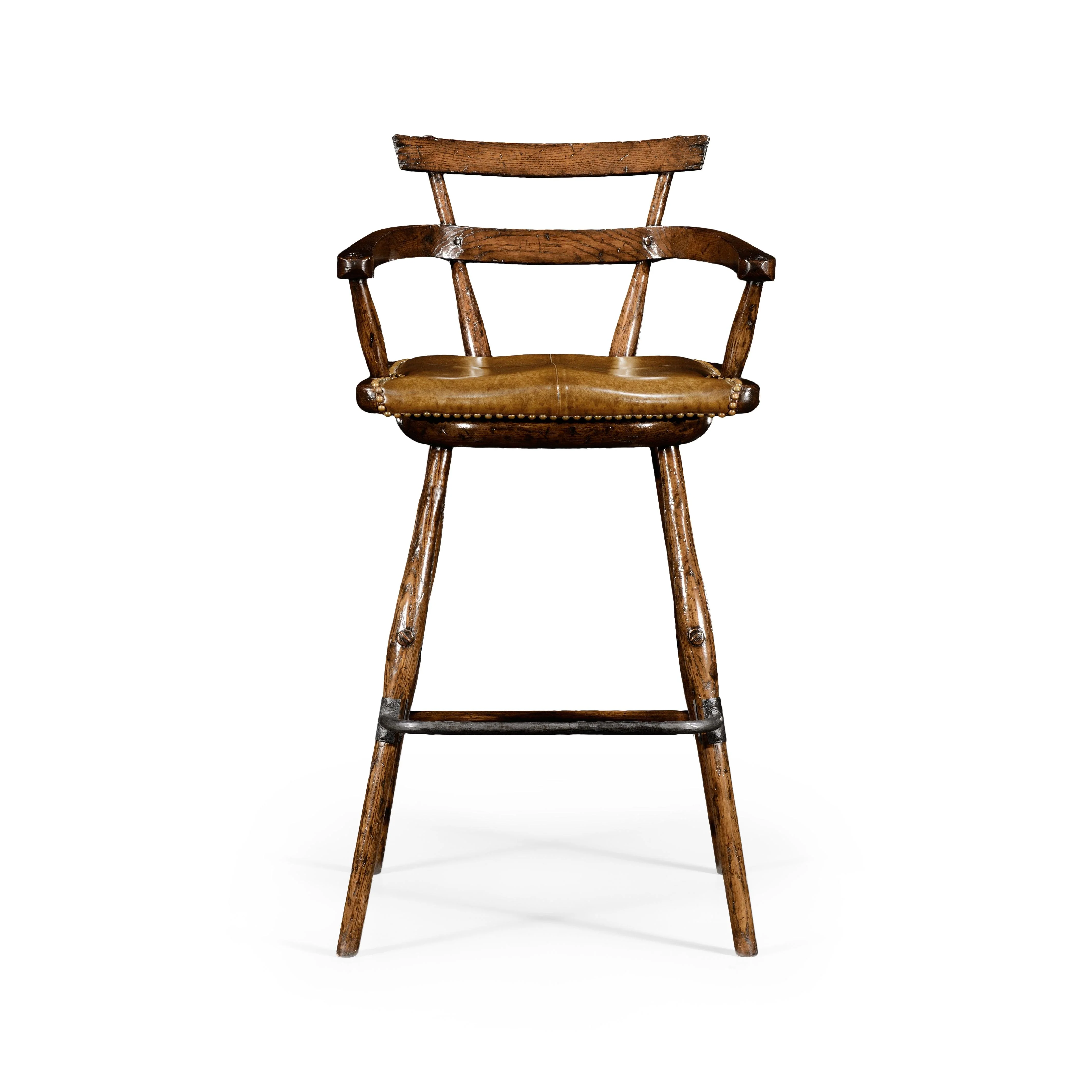 Casual Accents Tudor Oak Studded Leather Counter Stool - Image 2