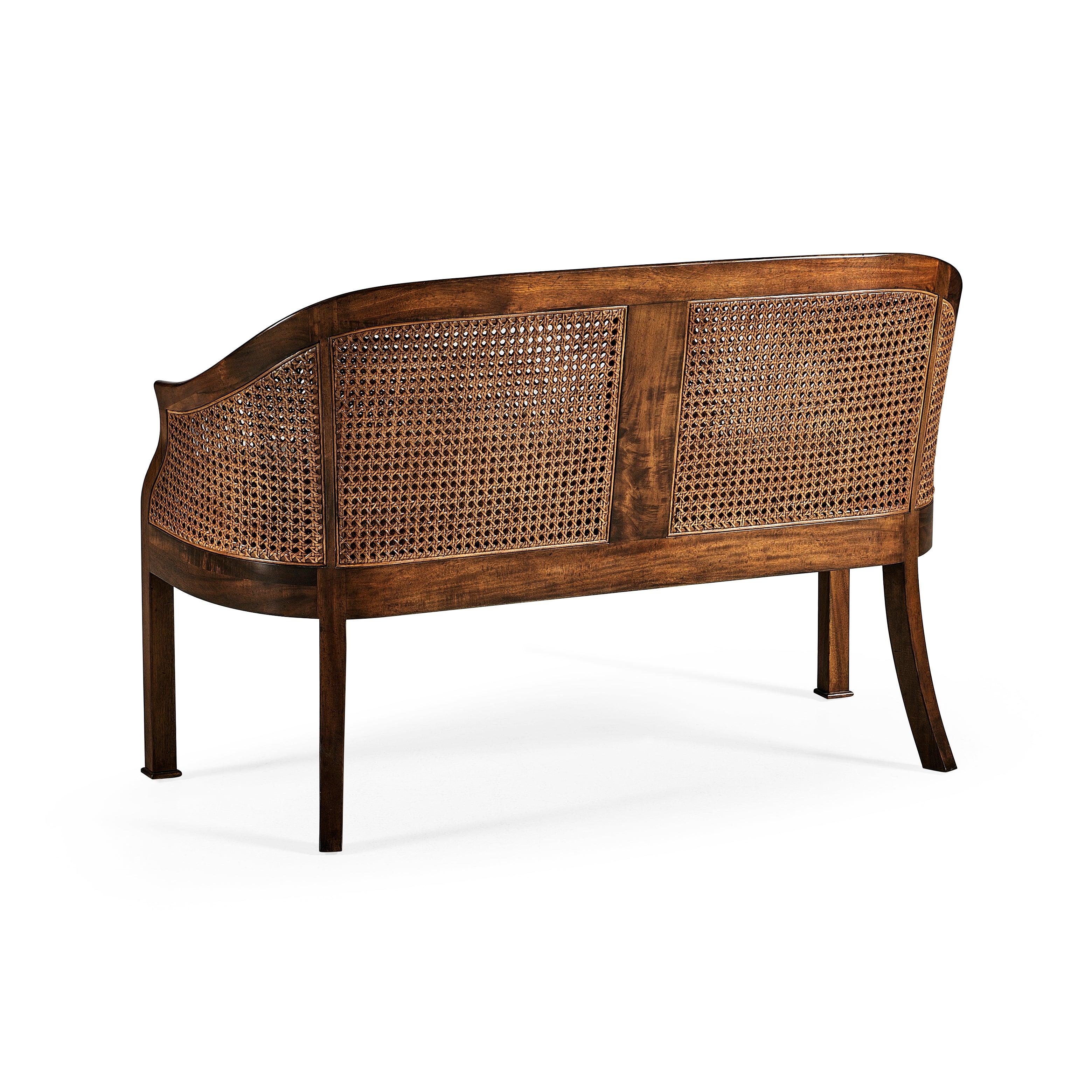 Walnut 2-Seater Salon Settee Cane Back - Image 2