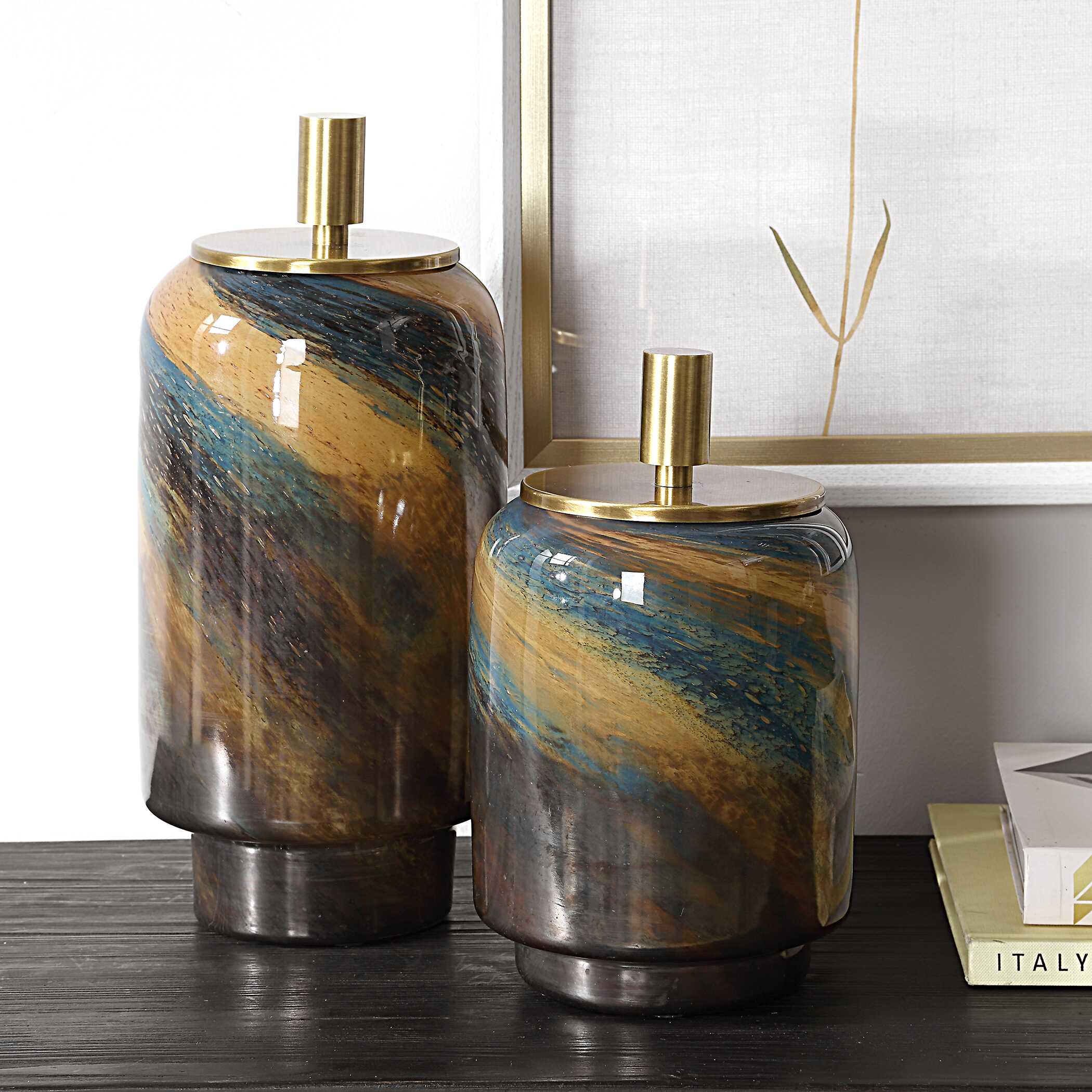 Celestial Tide Glass Containers - Set of 2 - Image 2