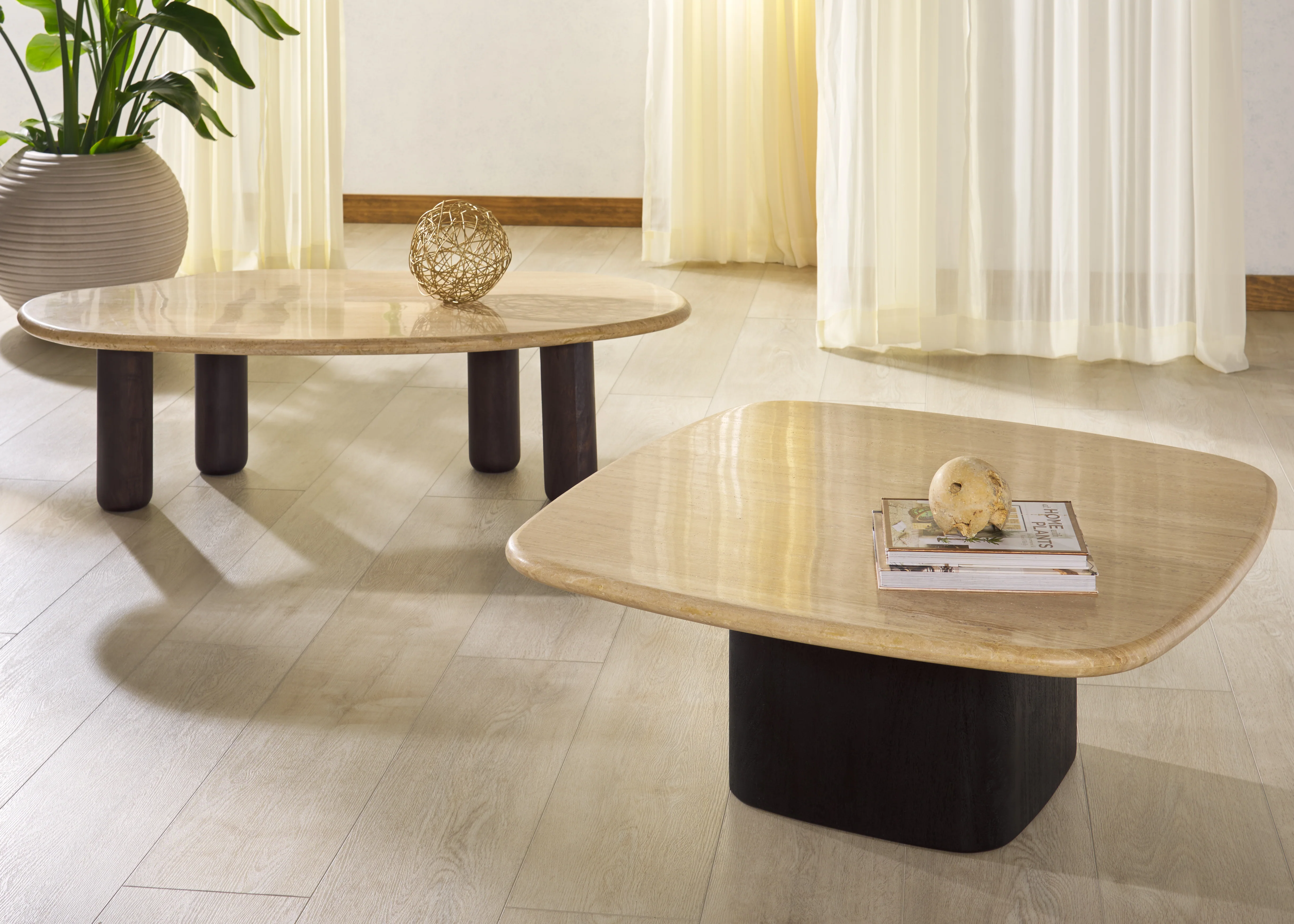 Celestyn Square Travertine Top Coffee Table - Image 6