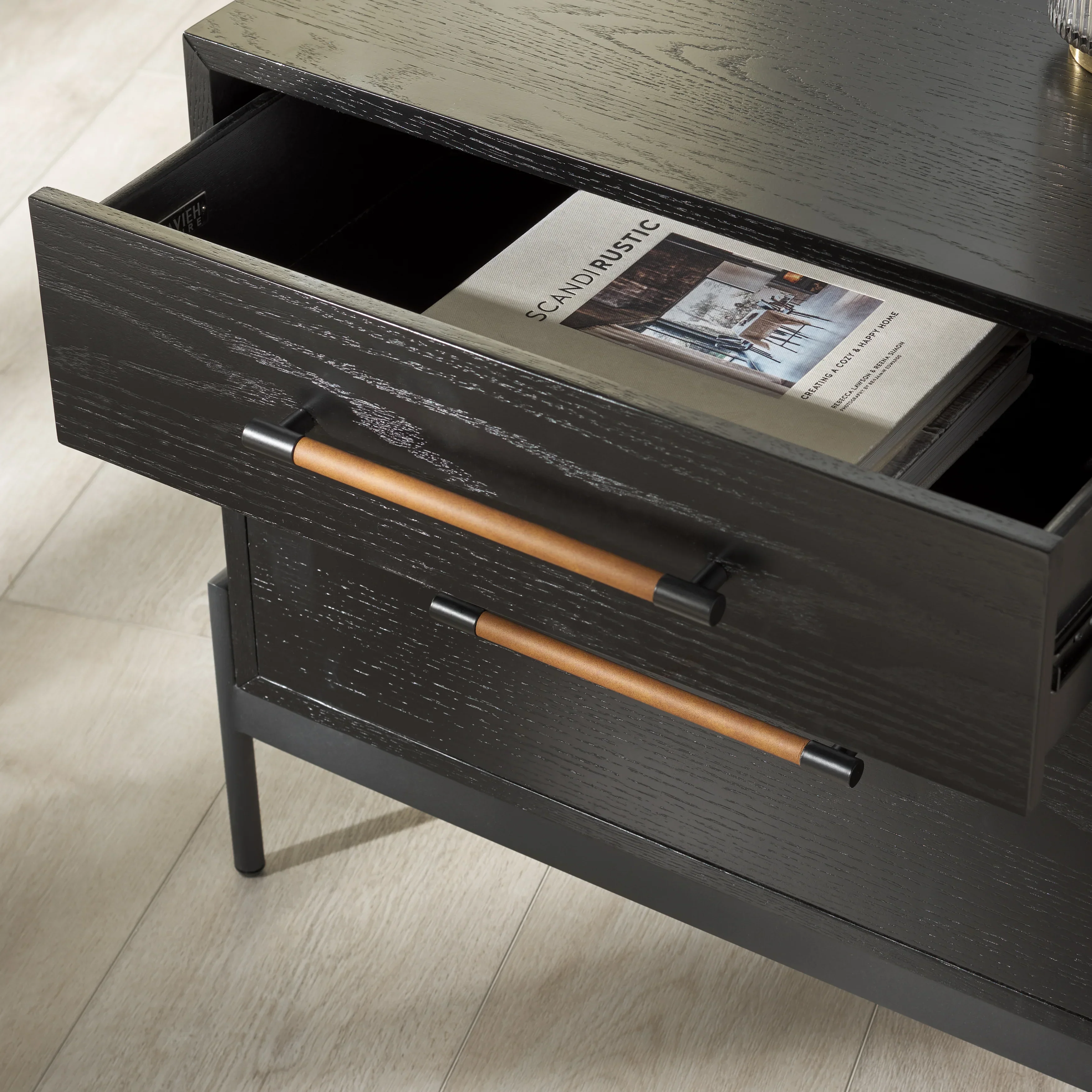 Chandri Vegan Leather Wrapped Handle Nightstand - Image 10