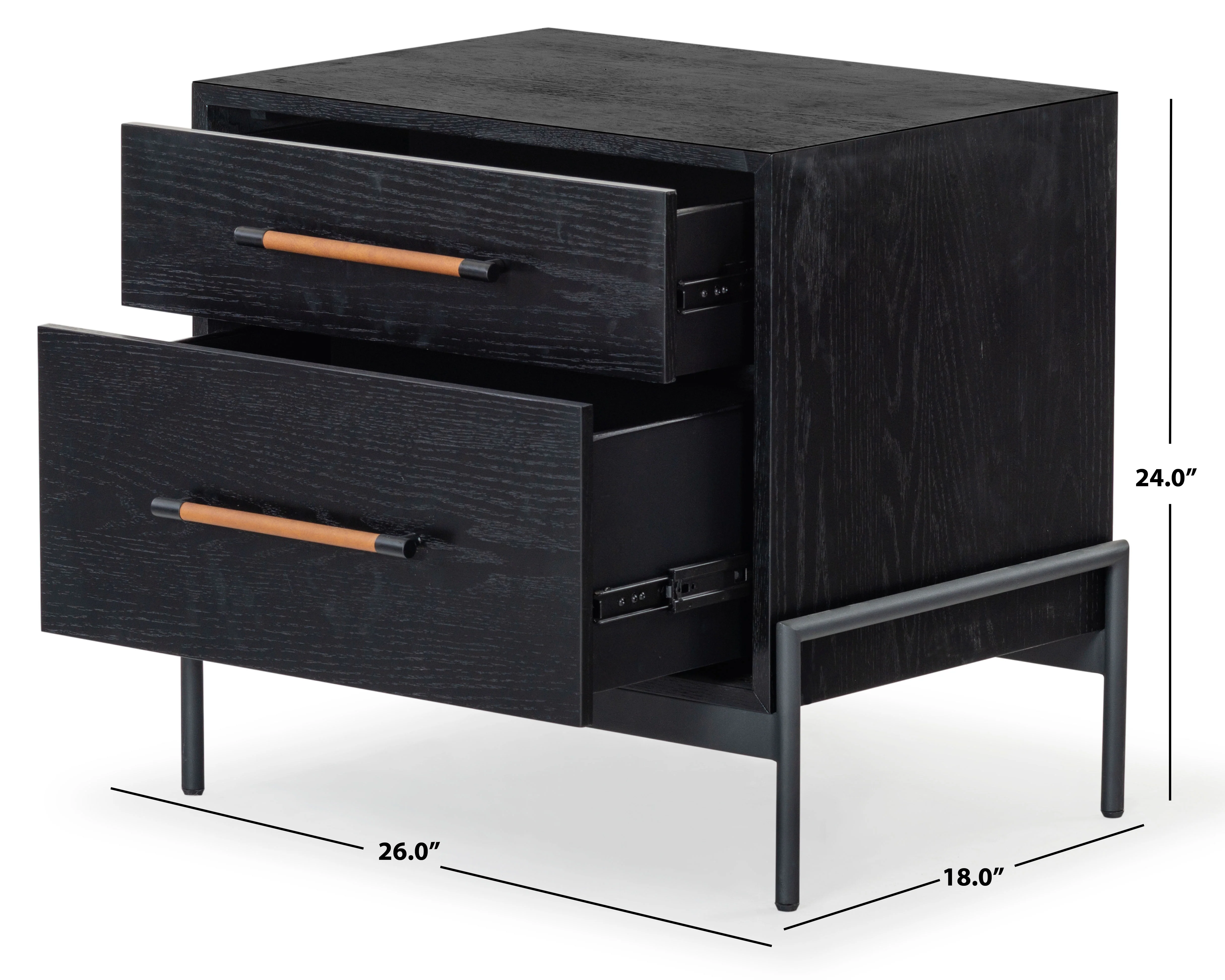 Chandri Vegan Leather Wrapped Handle Nightstand - Image 15