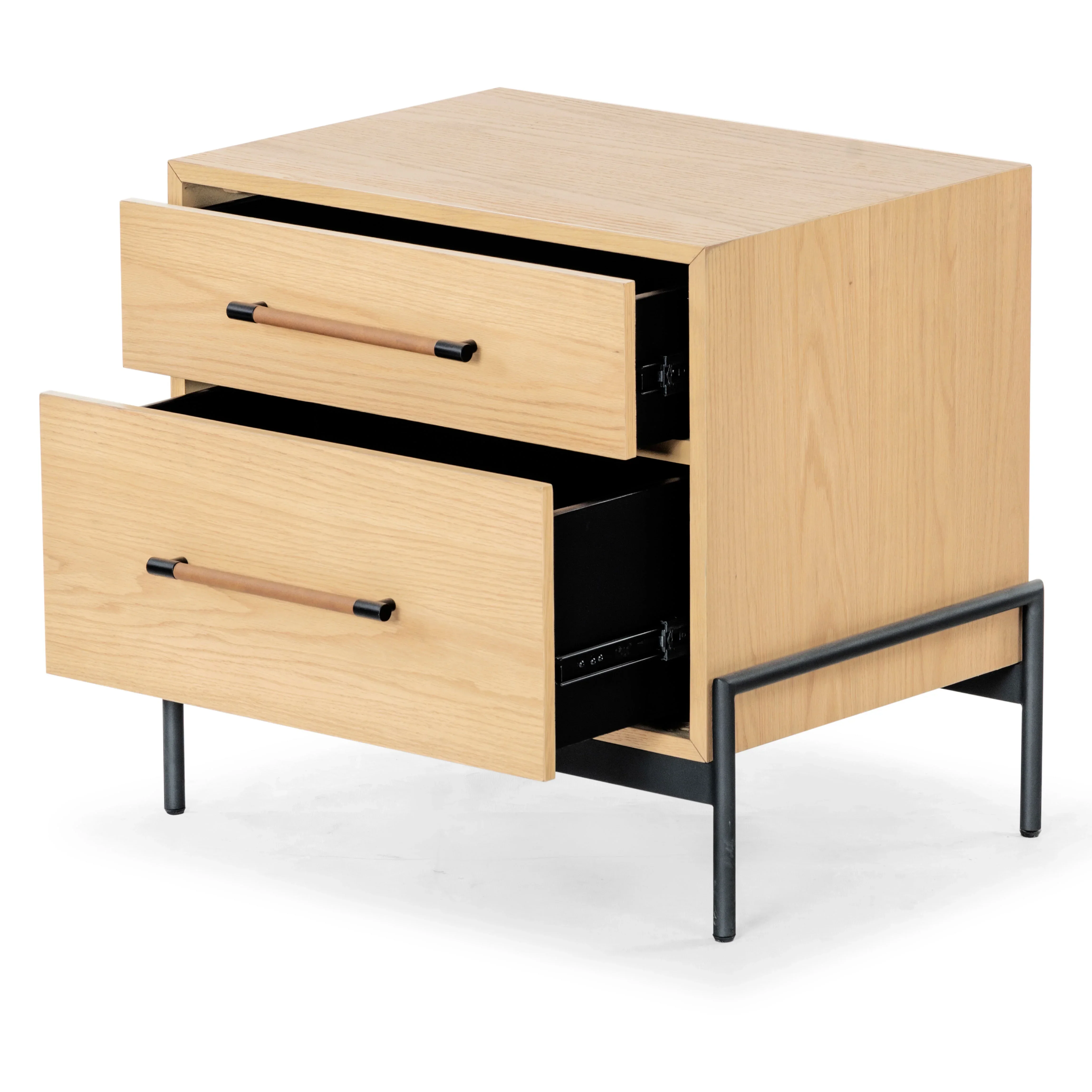Chandri Vegan Leather Wrapped Handle Nightstand - Image 3