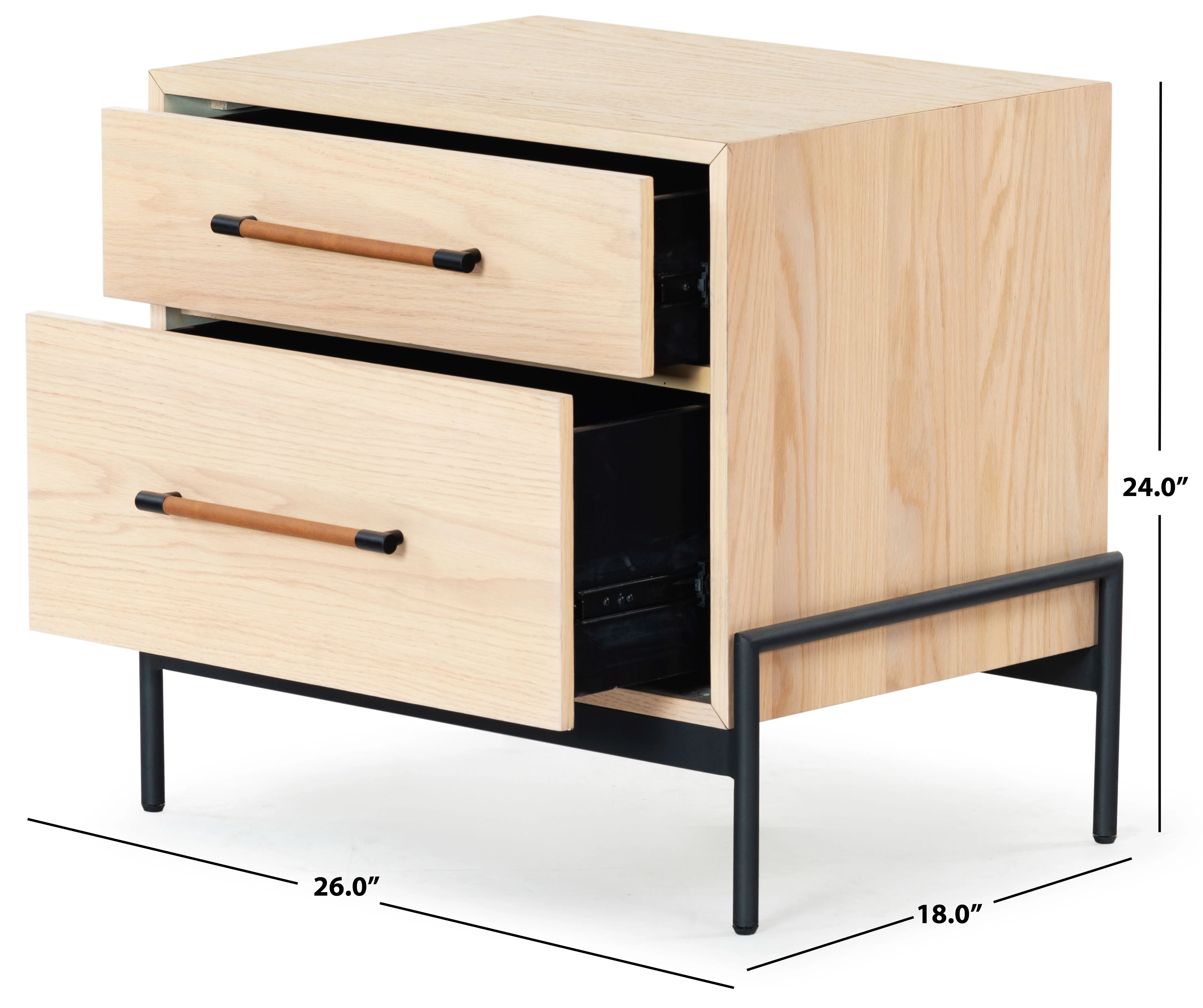 Chandri Vegan Leather Wrapped Handle Nightstand - Image 30