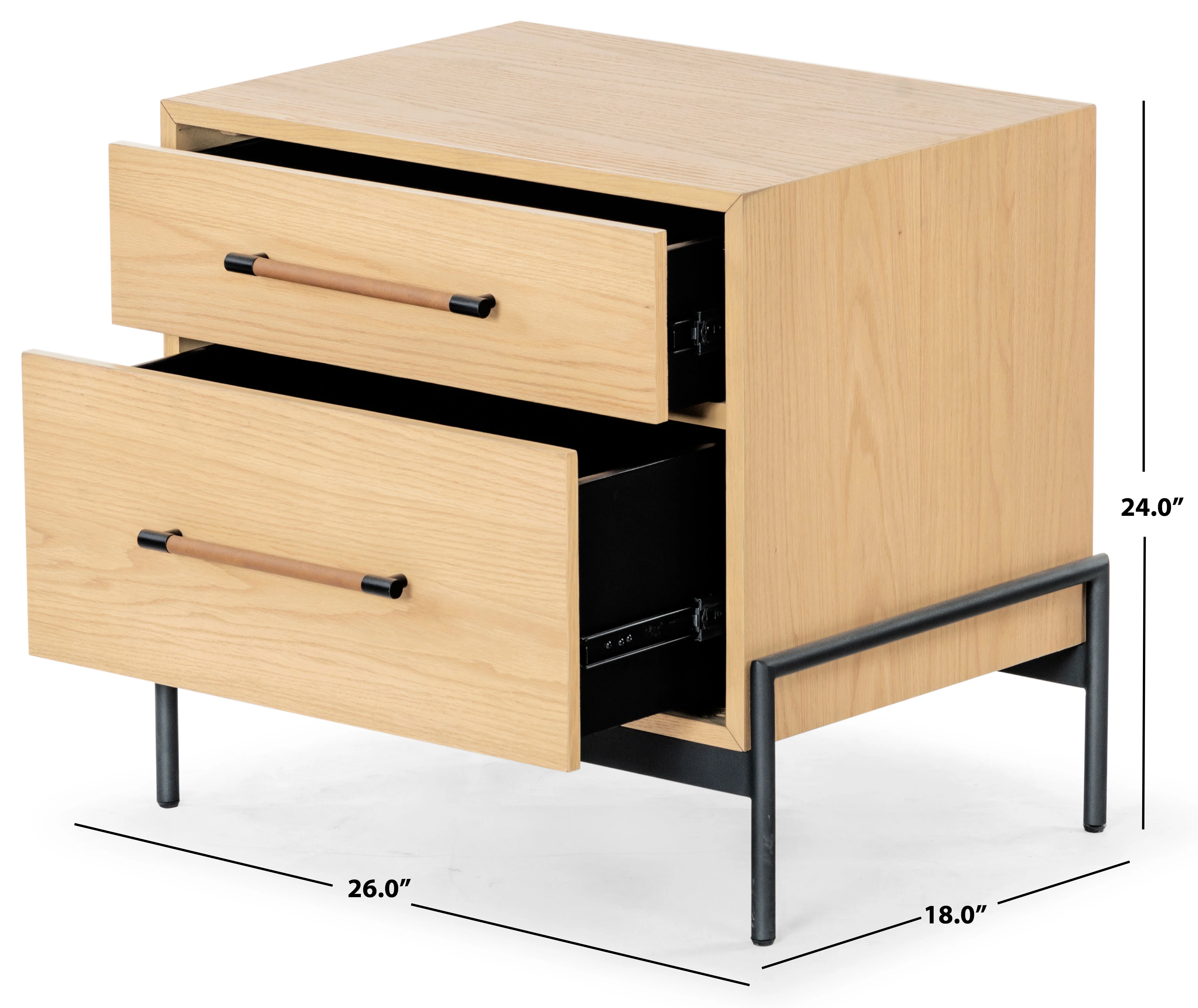 Chandri Vegan Leather Wrapped Handle Nightstand - Image 6