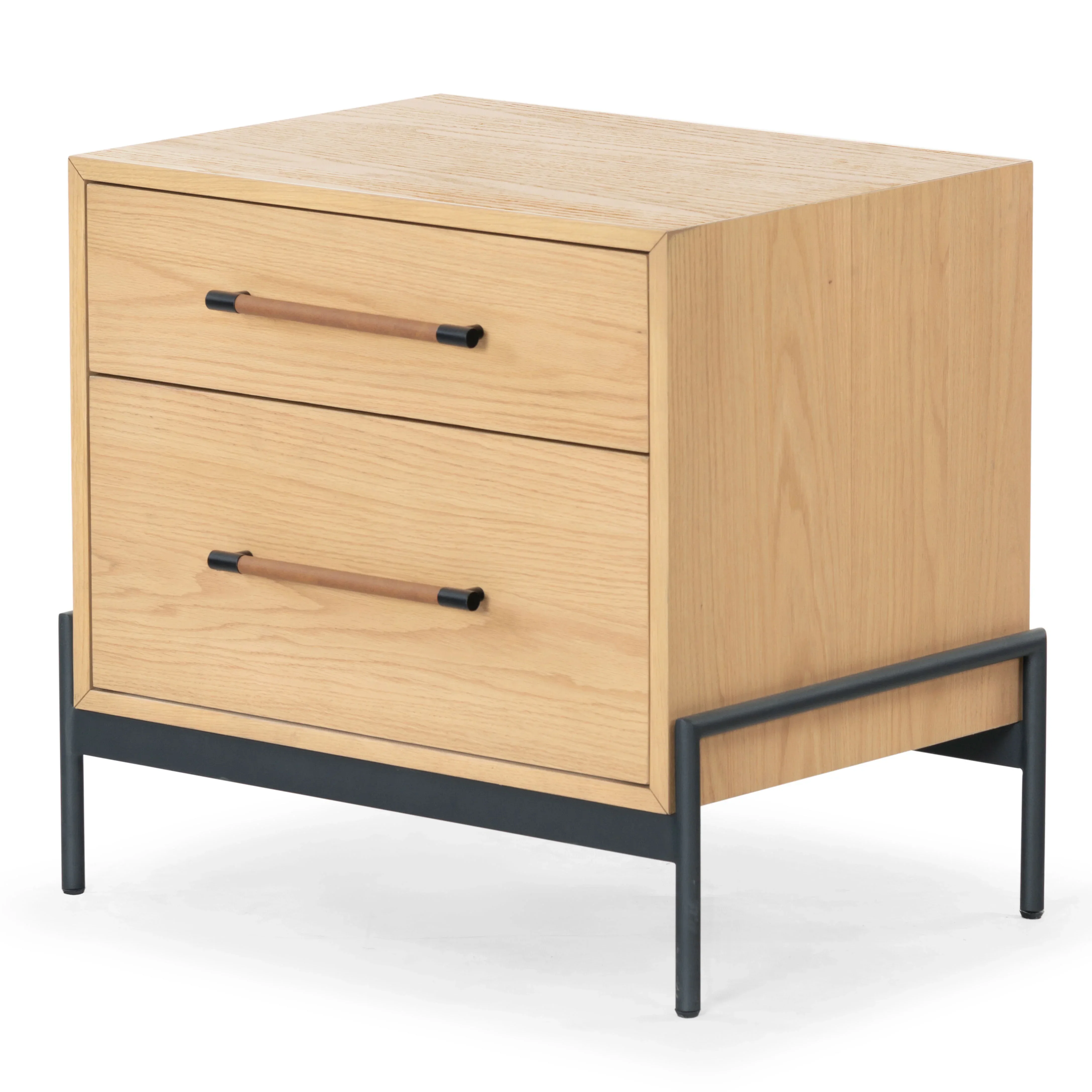 Chandri Vegan Leather Wrapped Handle Nightstand - Image 8