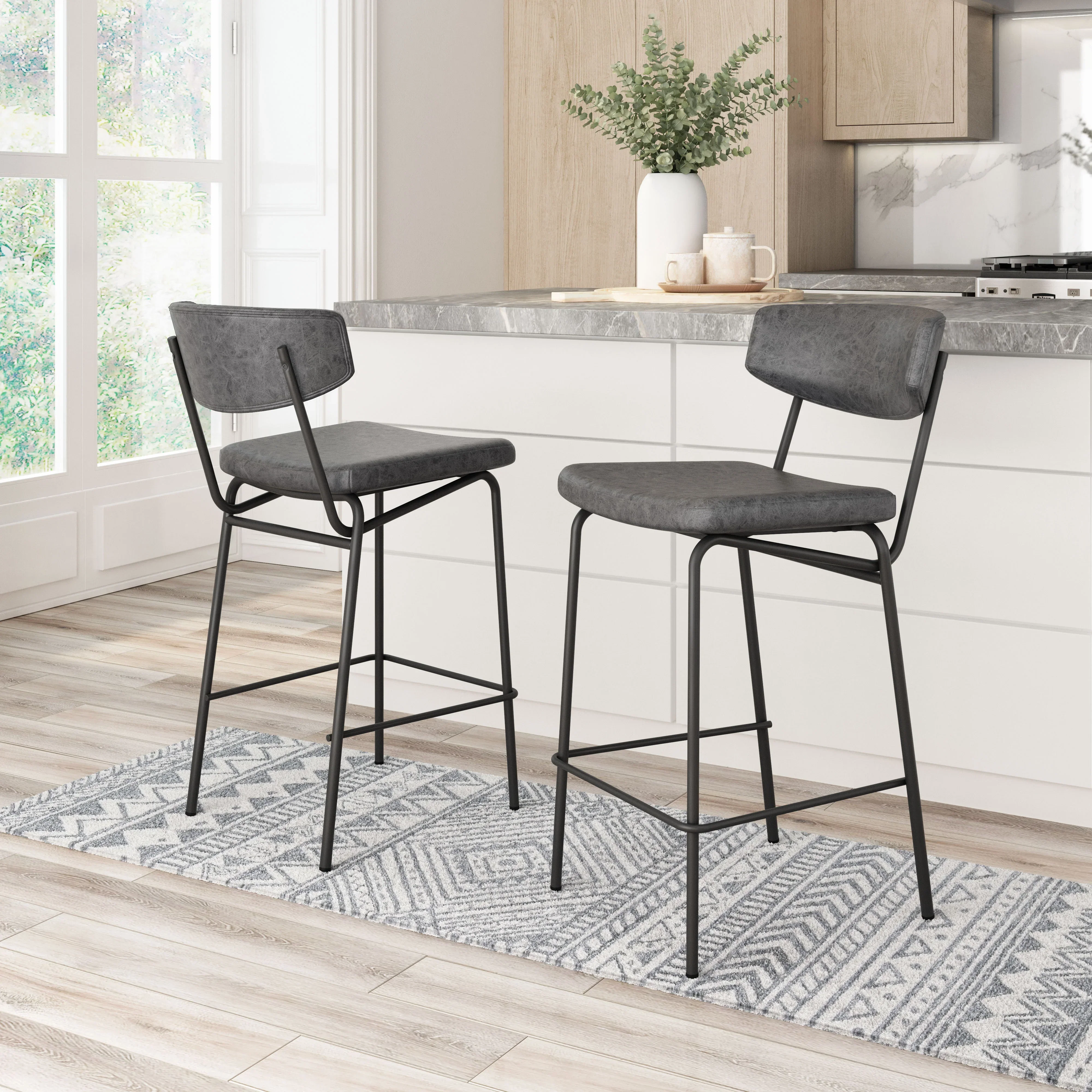 Charon Counter Stool (Set of 2) Vintage Black - Image 3