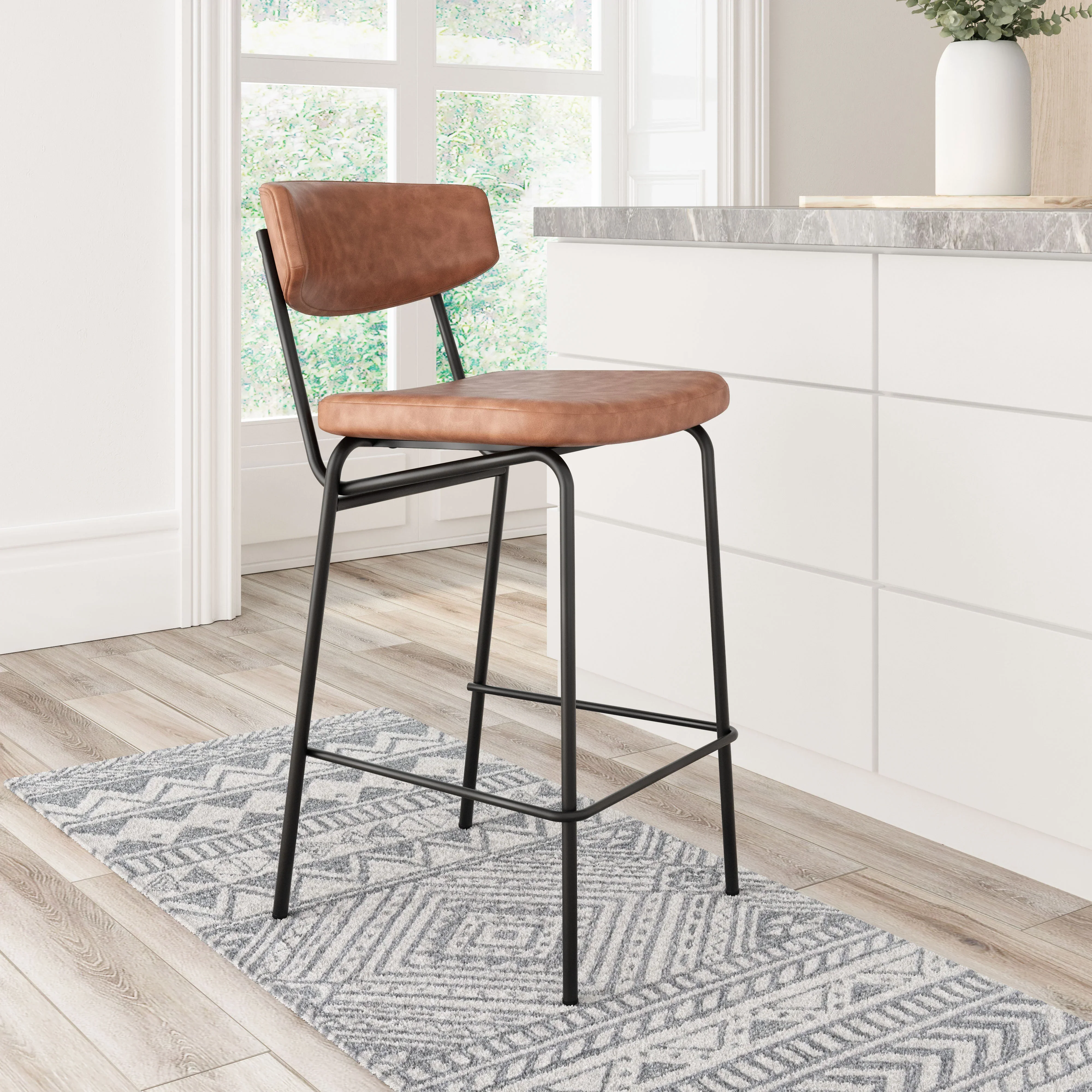 Charon Counter Stool (Set of 2) Vintage Brown - Image 2