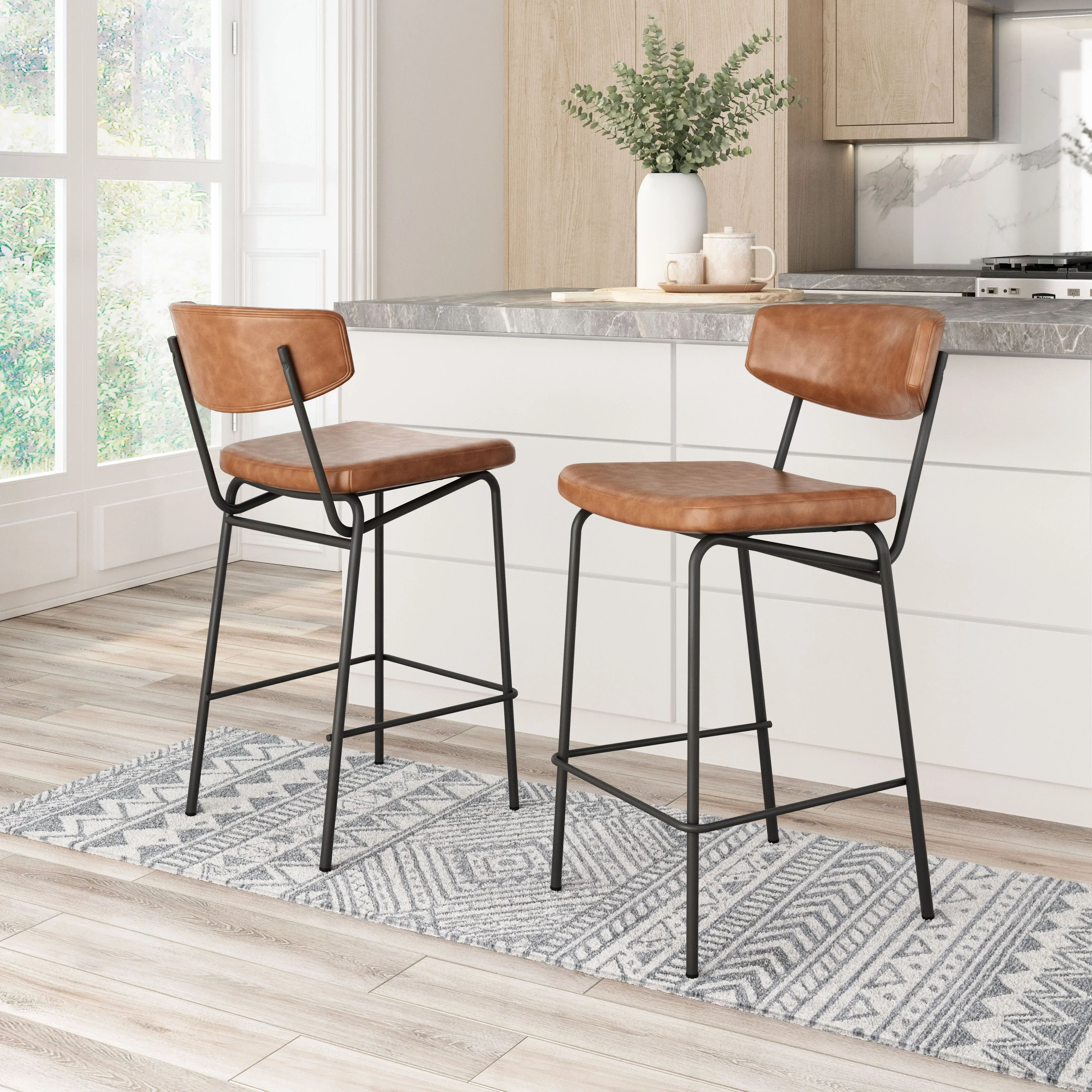 Charon Counter Stool (Set of 2) Vintage Brown - Image 3